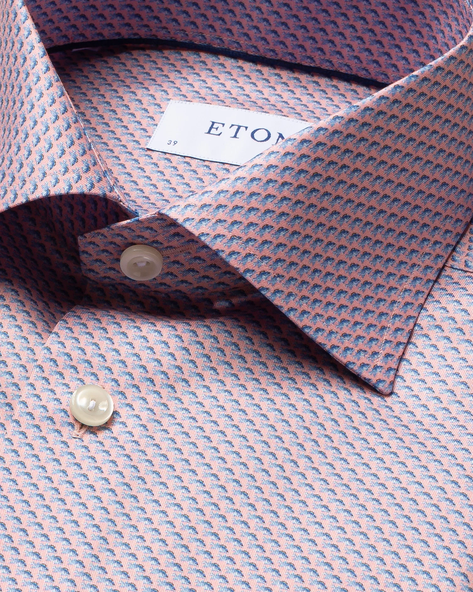 Eton - orange fish print signature twill shirt