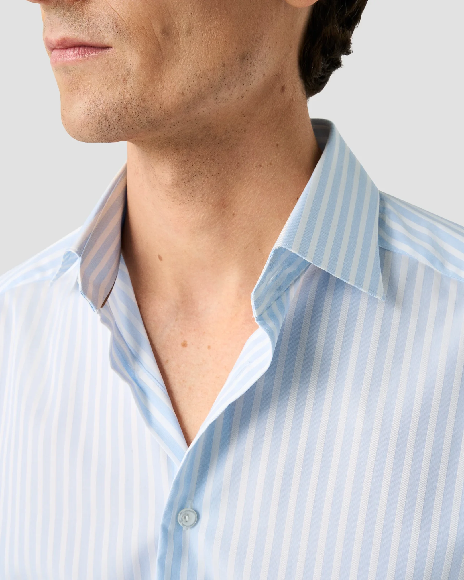Eton - light blue bengal striped elevated pique shirt