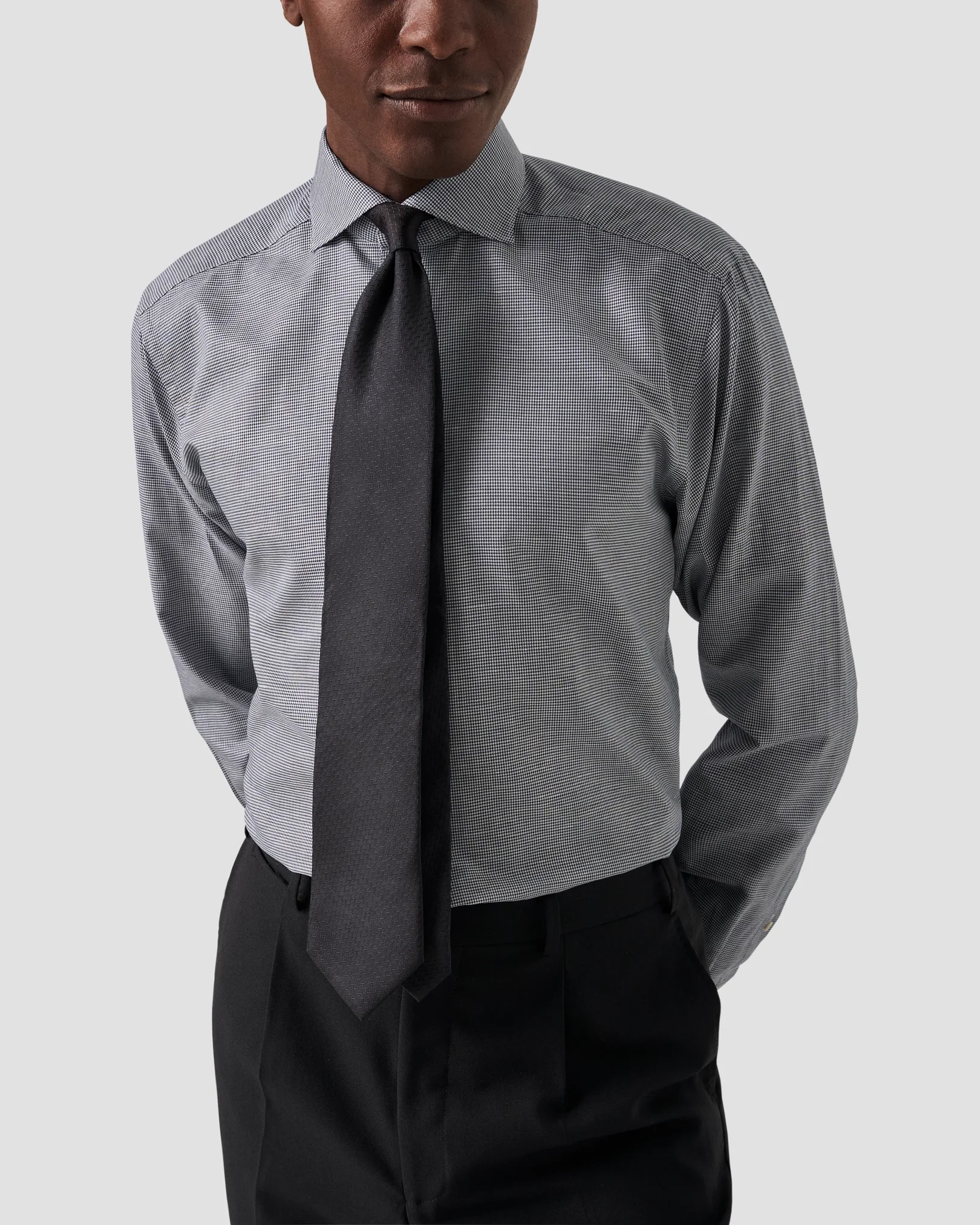 Eton - houndstooth cotton linen shirt