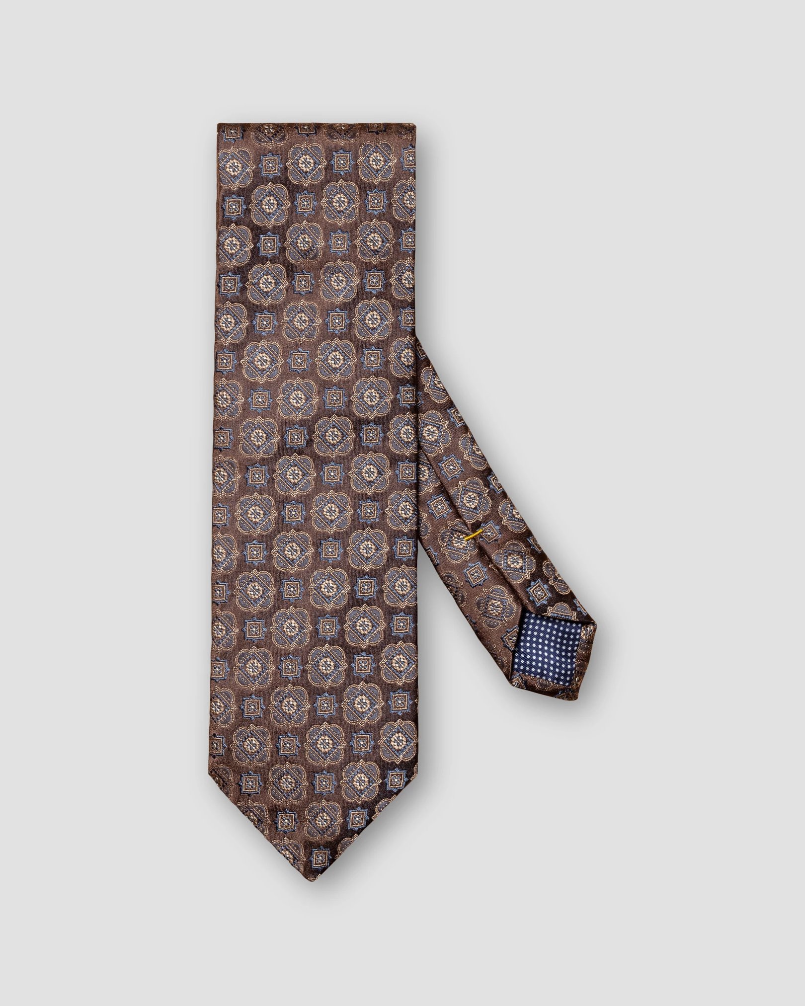 Eton - brown geometric sil tie