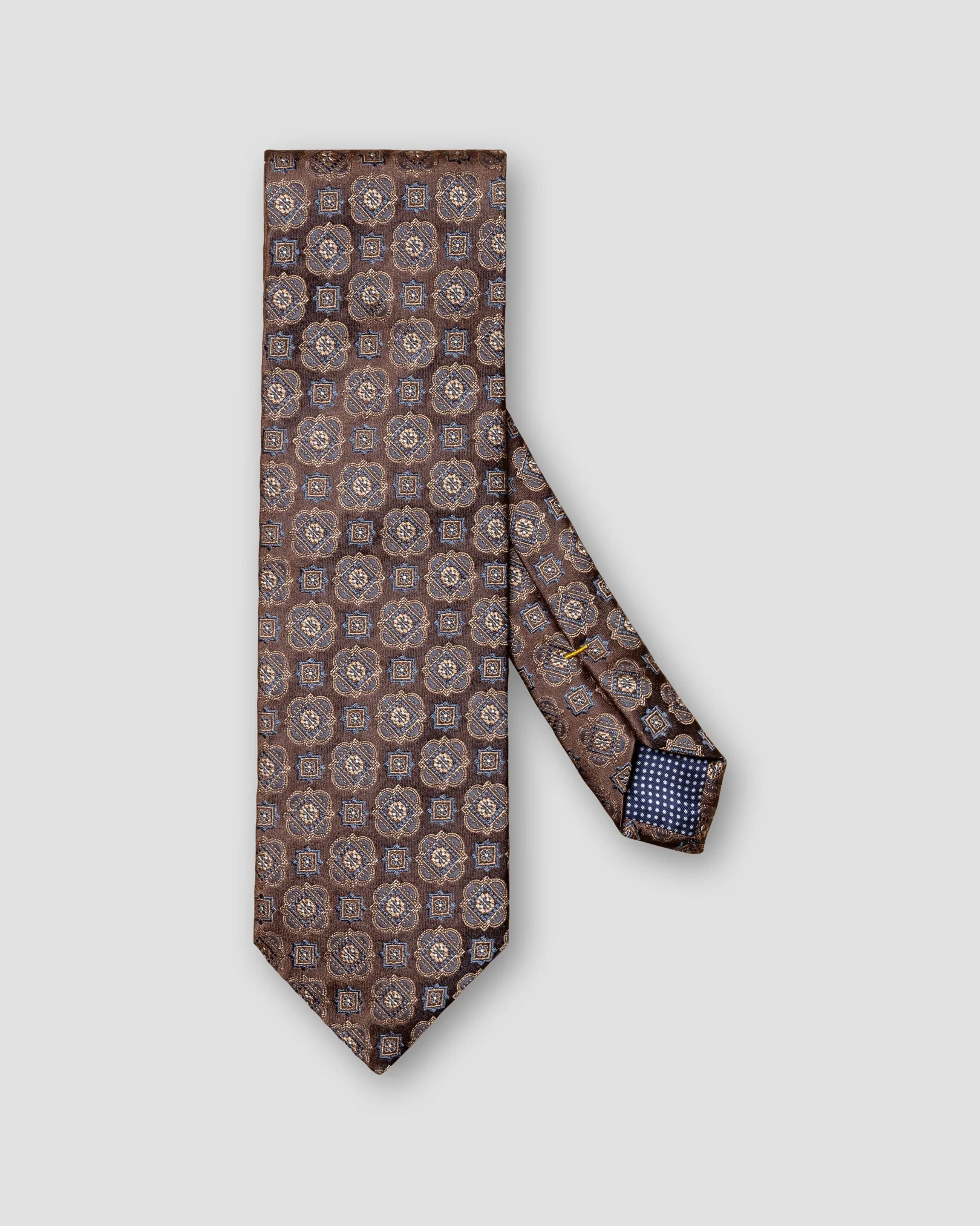 Eton - brown geometric sil tie