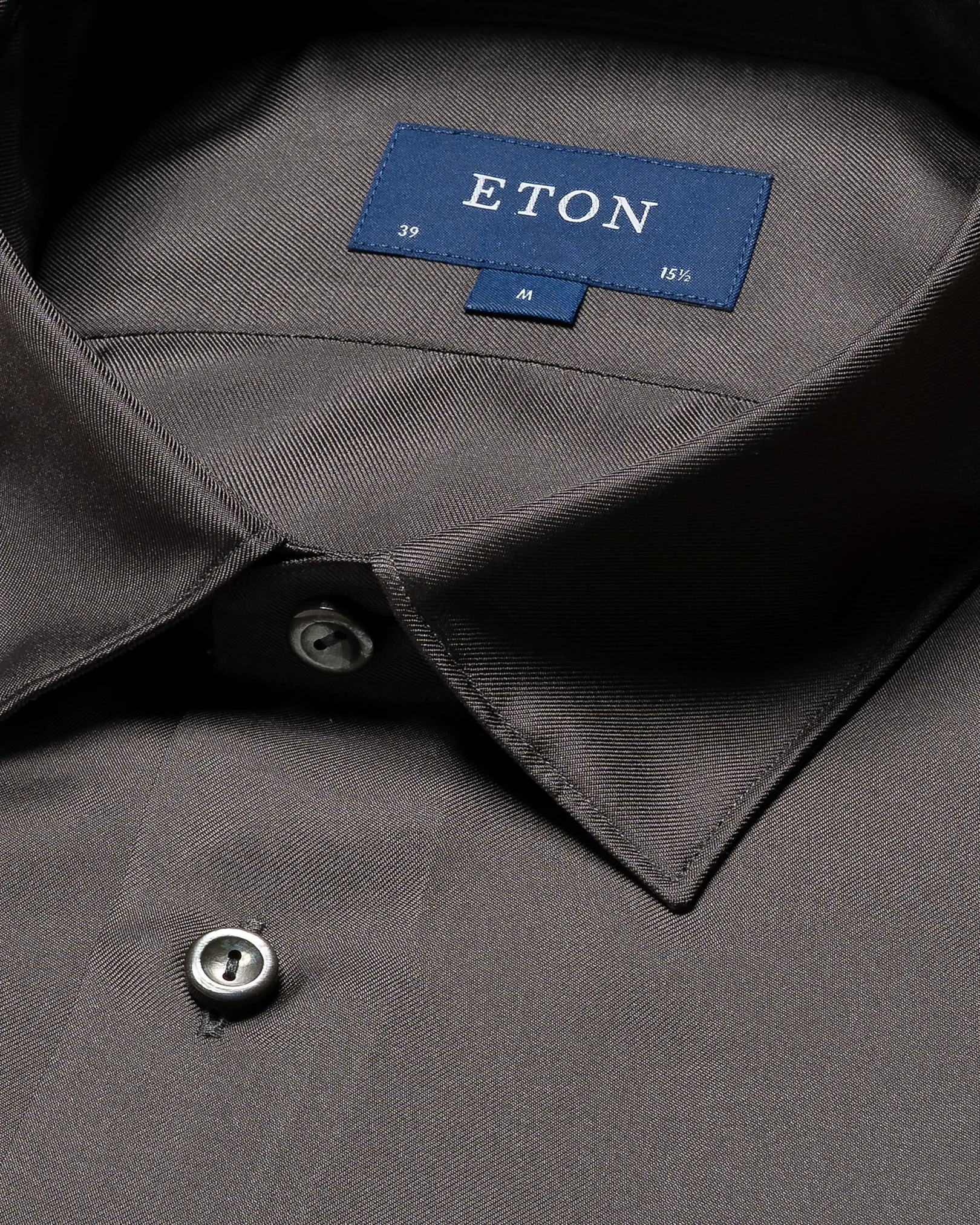 Eton - brown silk pointed rounded single one buttonhole slim soft