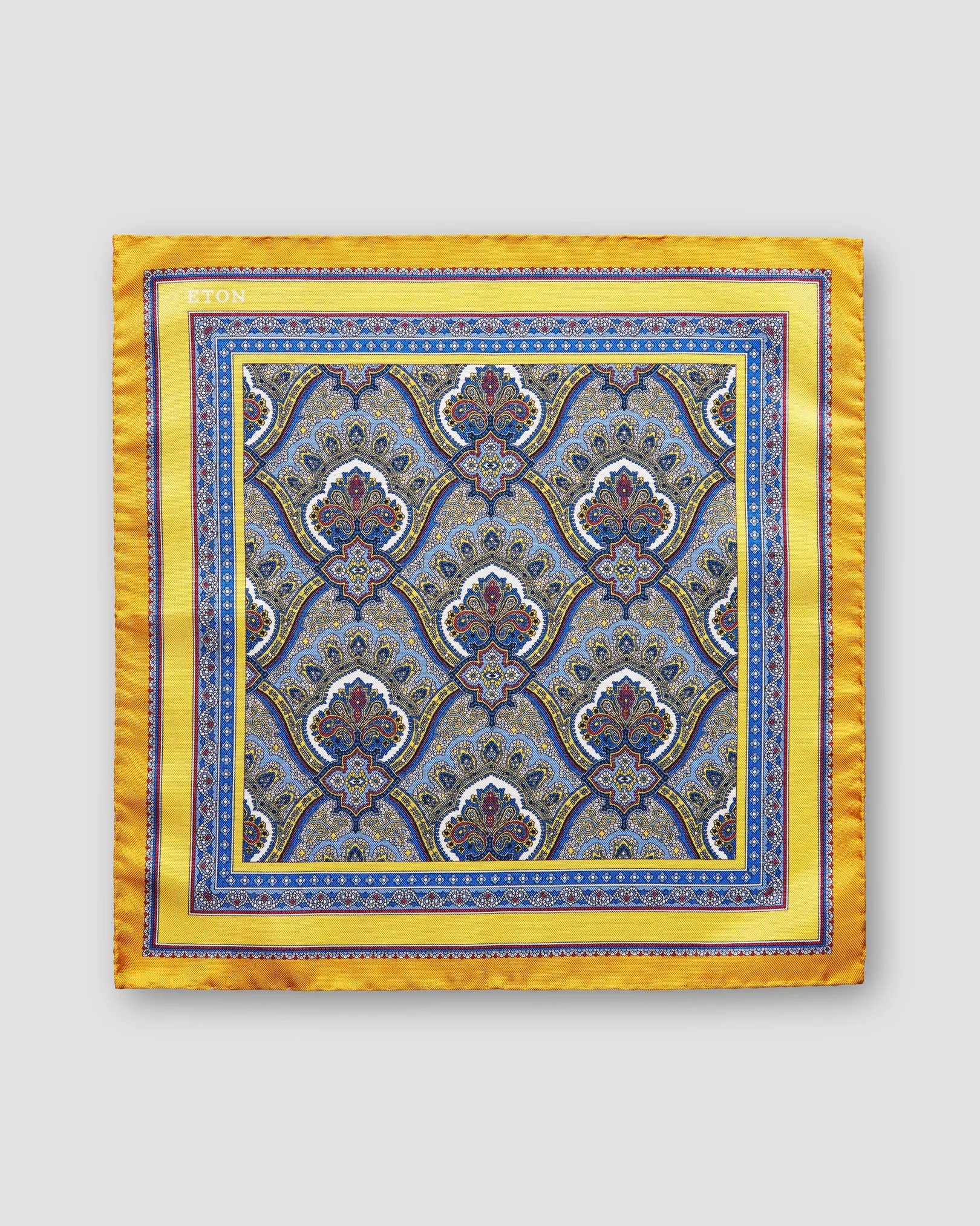 Eton - yellow paisley print pocket square