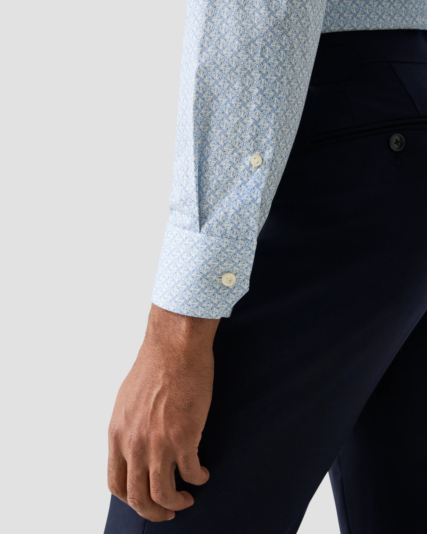 Eton - light blue geometric signature twillshirt