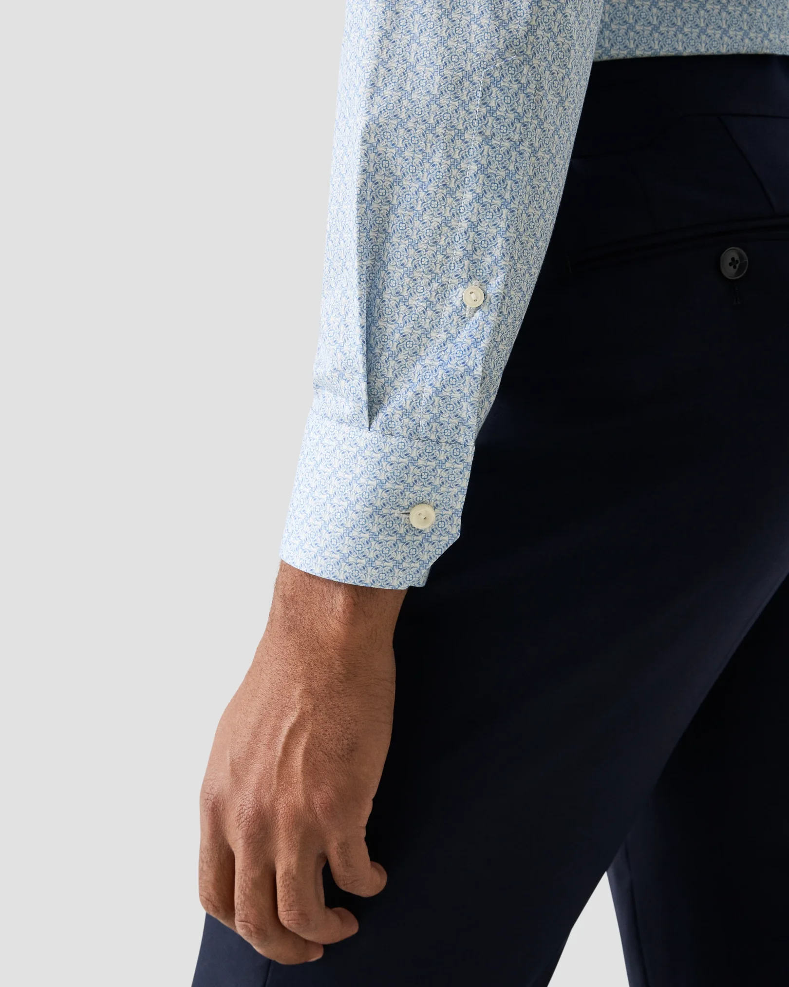 Eton - light blue geometric signature twillshirt
