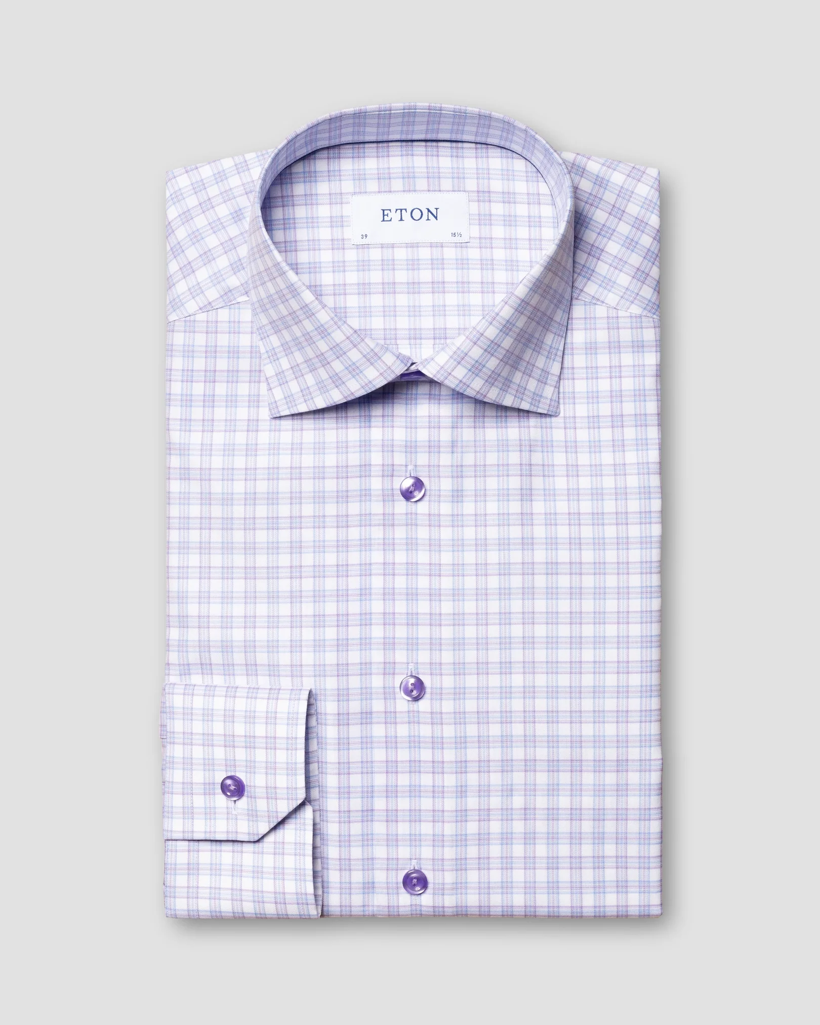 Eton - light purple cotton lyocell stretch cut away single slim
