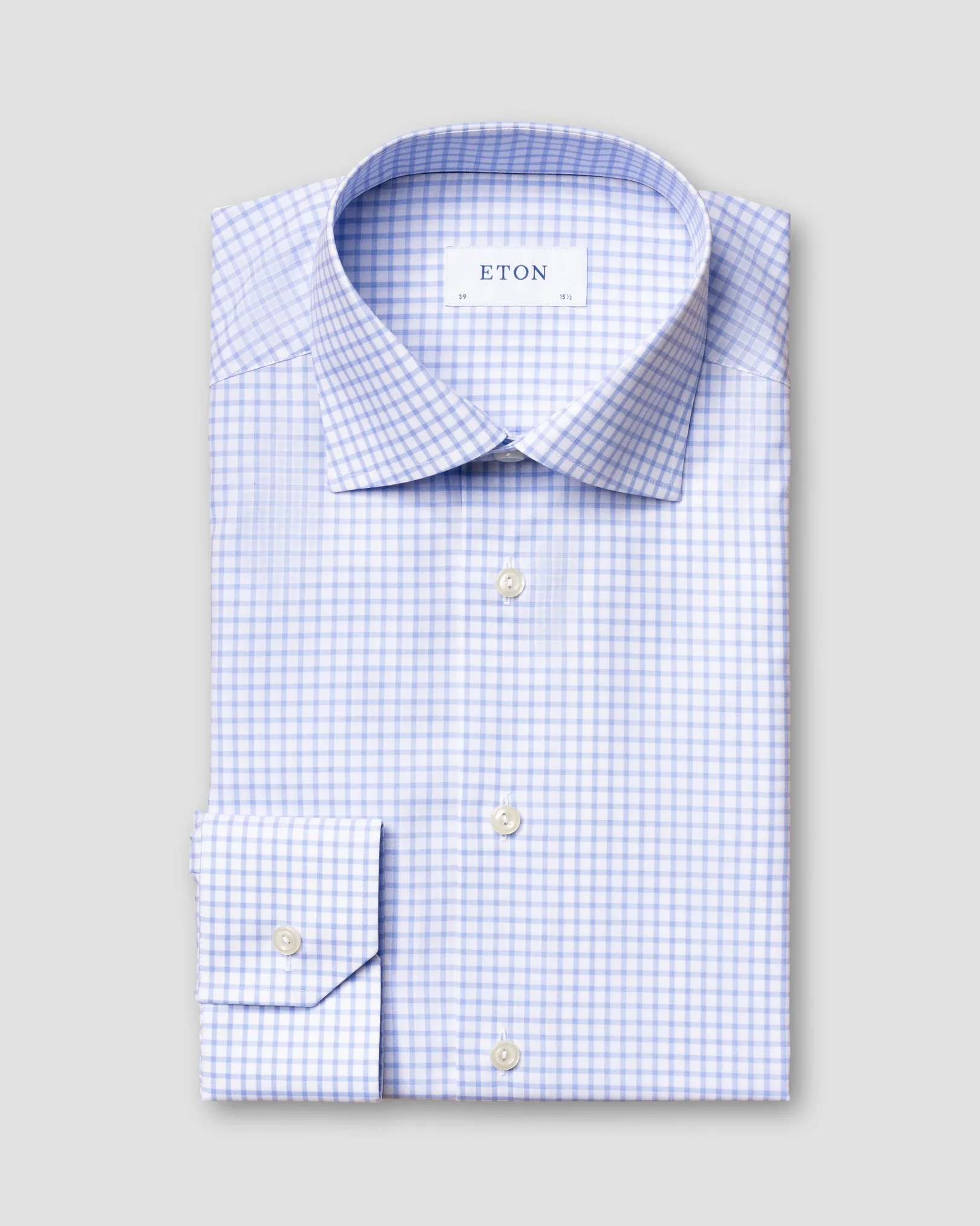 Eton - light blue fine twill stretch cut away collar single cuff classic fit