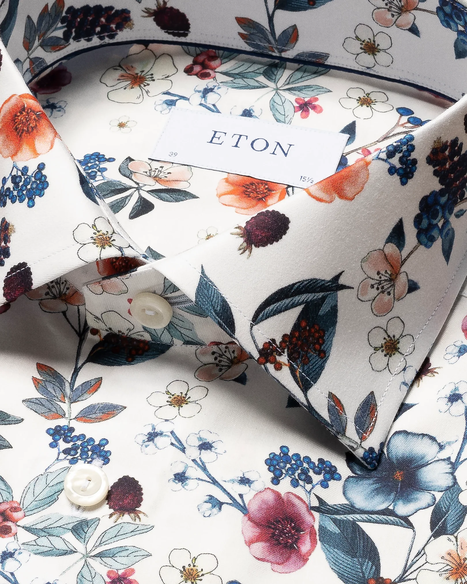 Eton - mid blue floral signature twill