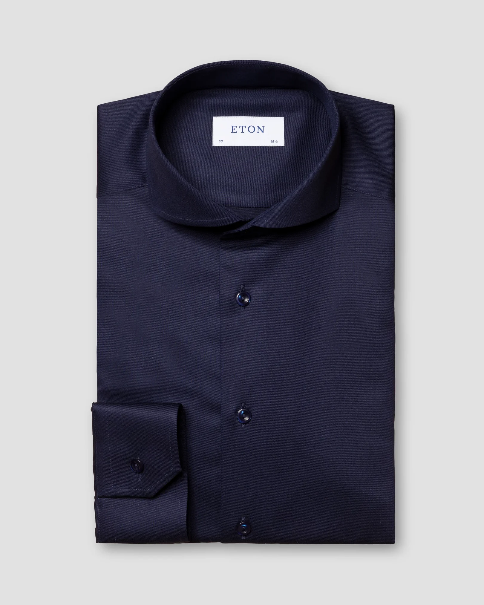 Eton - navy blue twill strech shirt