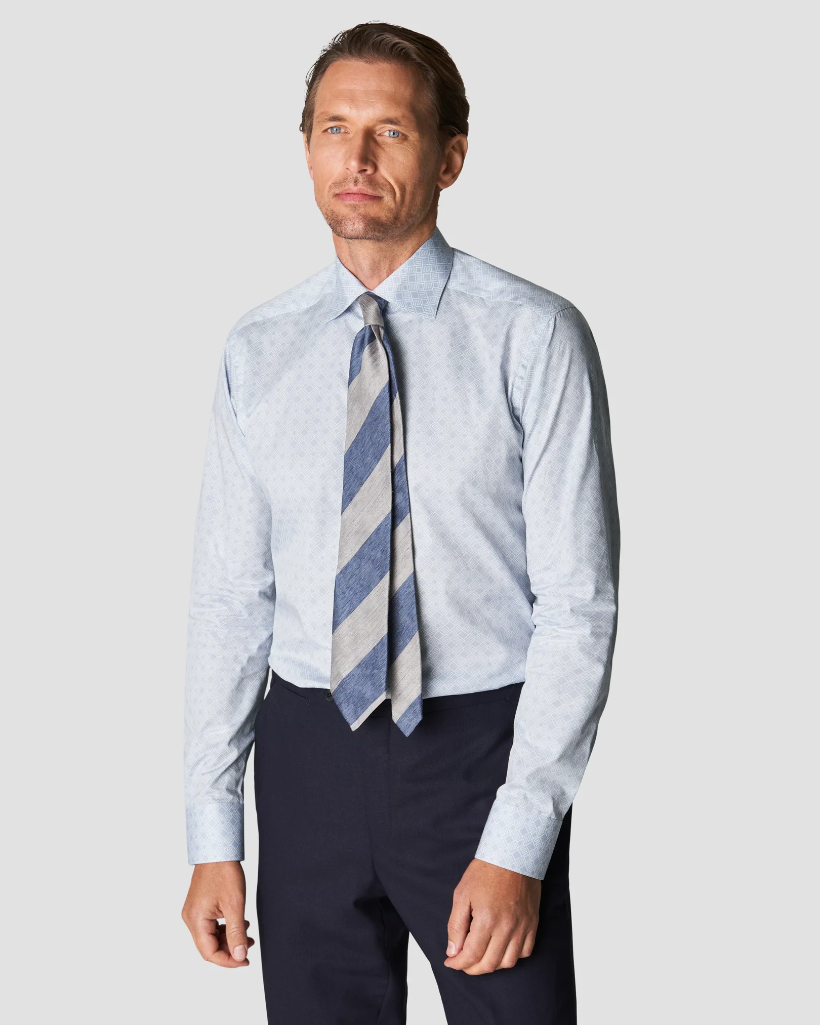 Eton - light blue fine twill e print