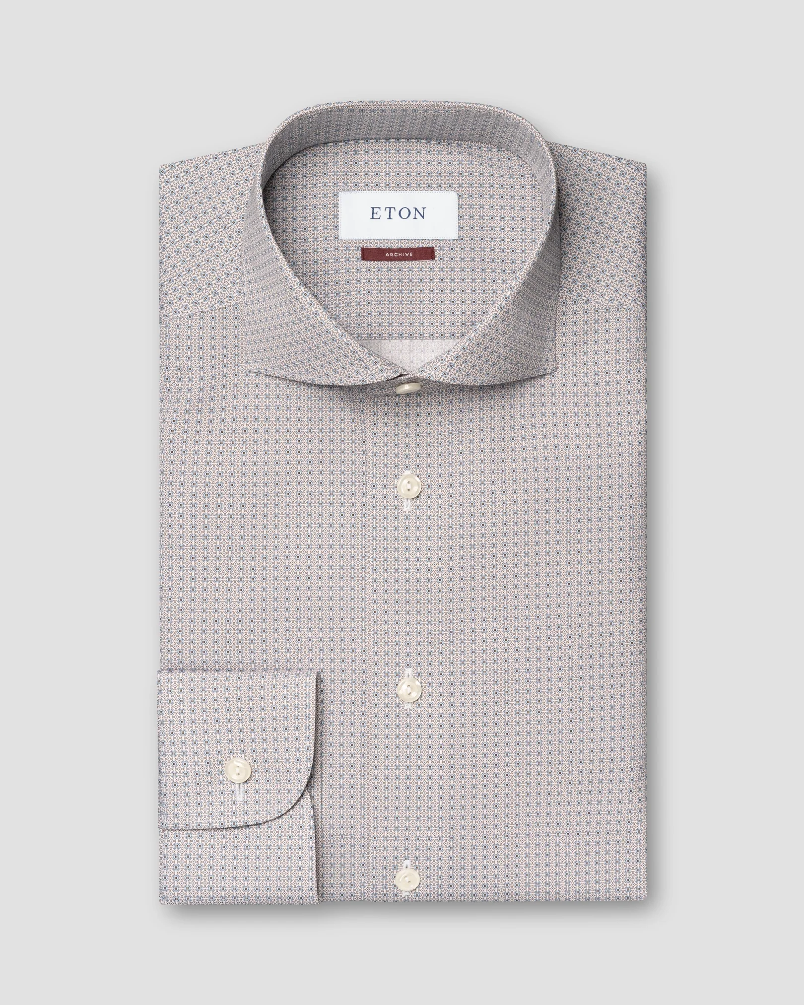Eton - micro medallion print poplin shirt