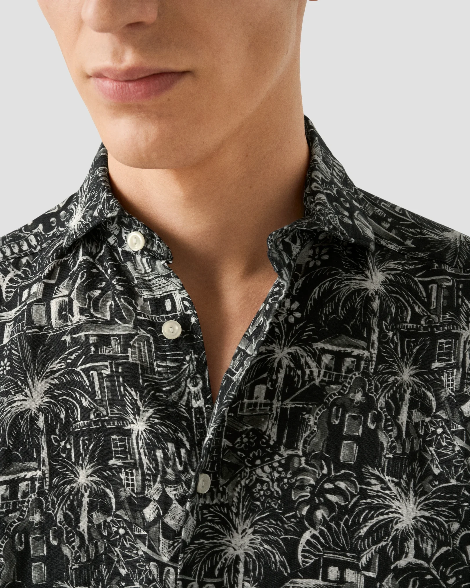Eton - black gaudi garden print shirt