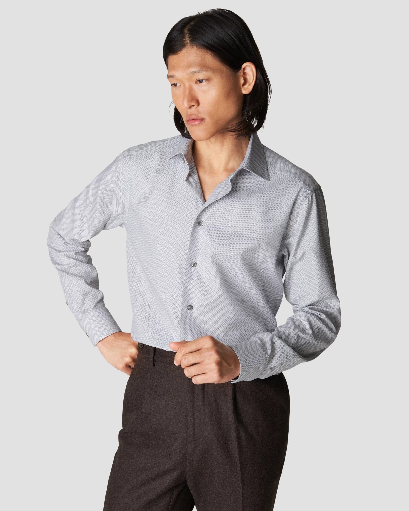 Eton - dark grey brocade