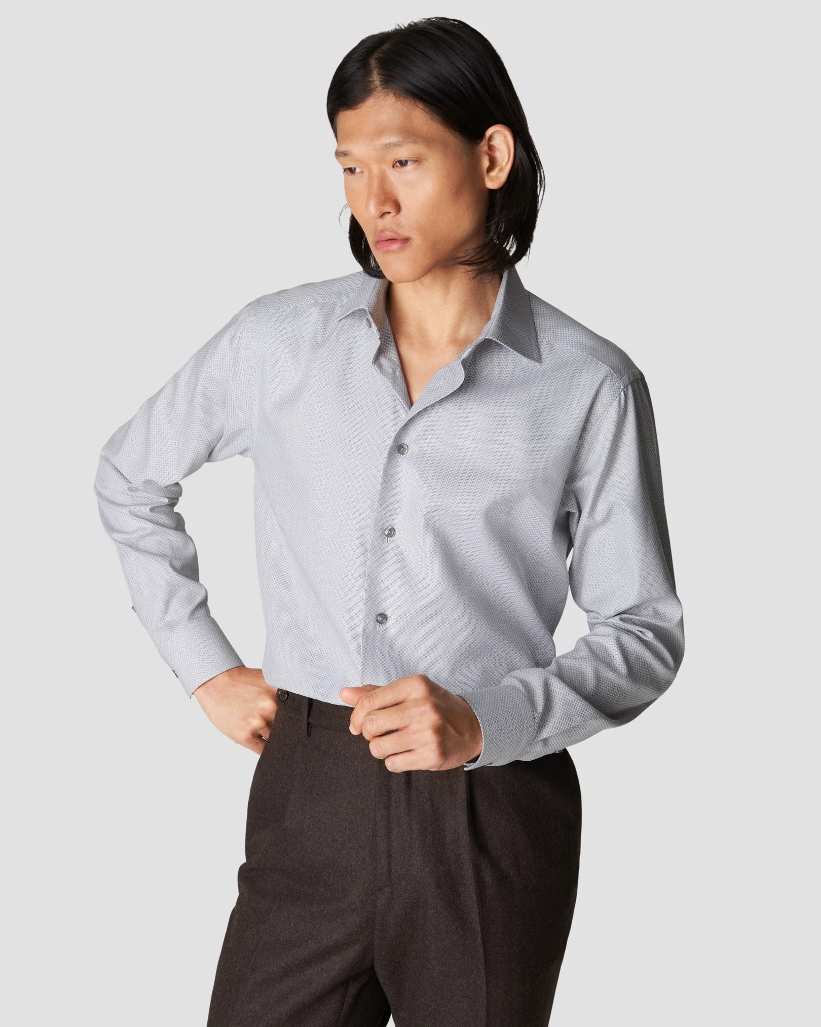 Eton - dark grey brocade