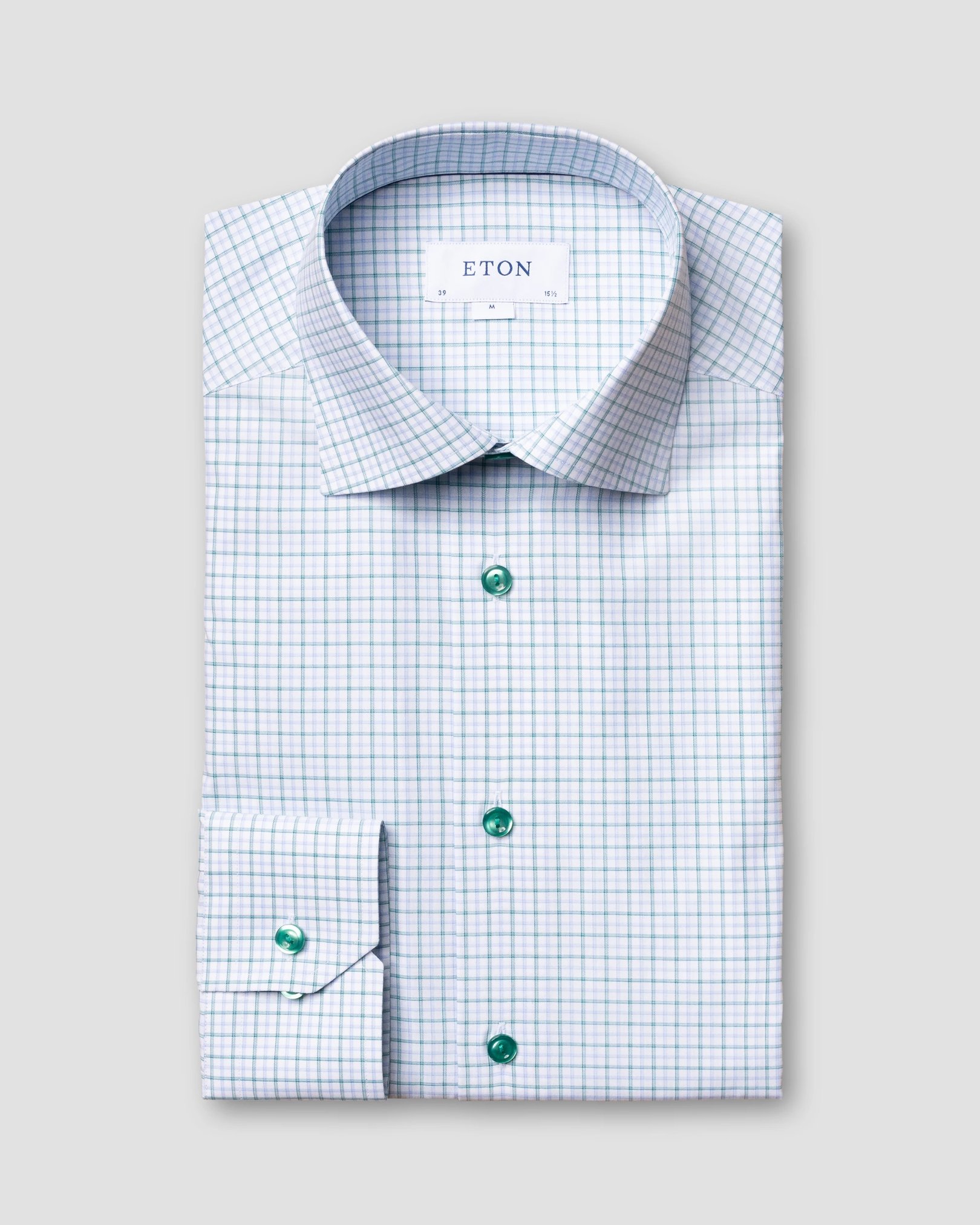 Eton - green checked fine twill shirt