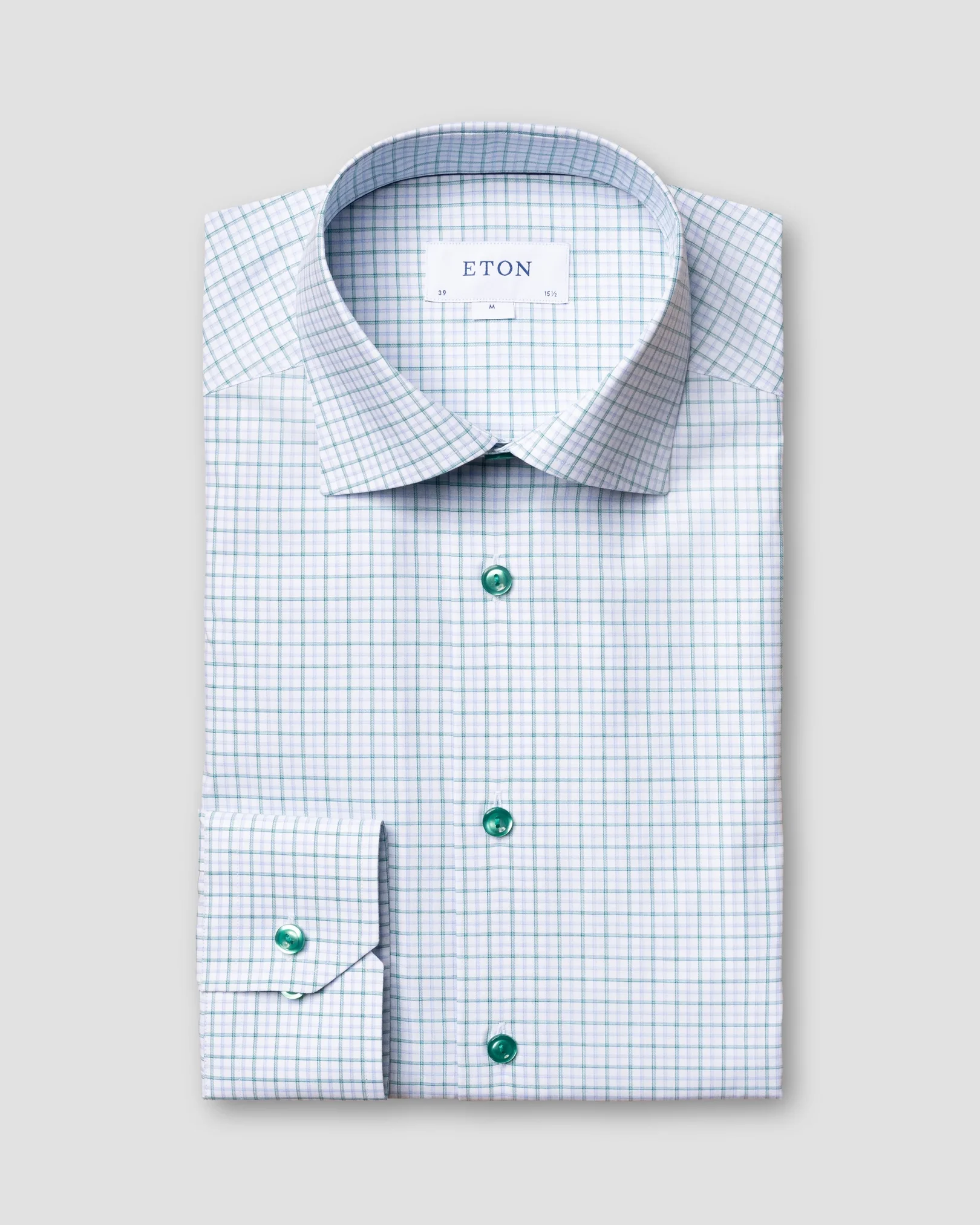 Eton - green checked fine twill shirt