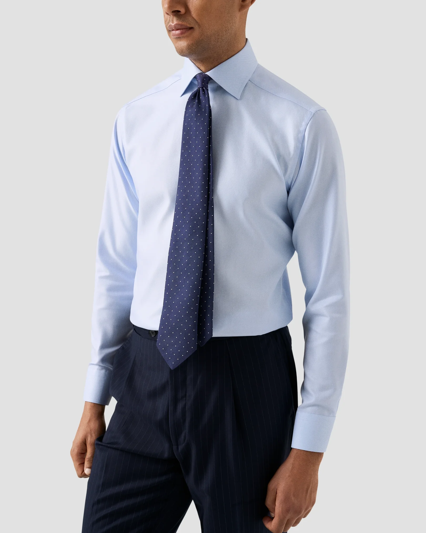 Eton - light blue textured twill shirt