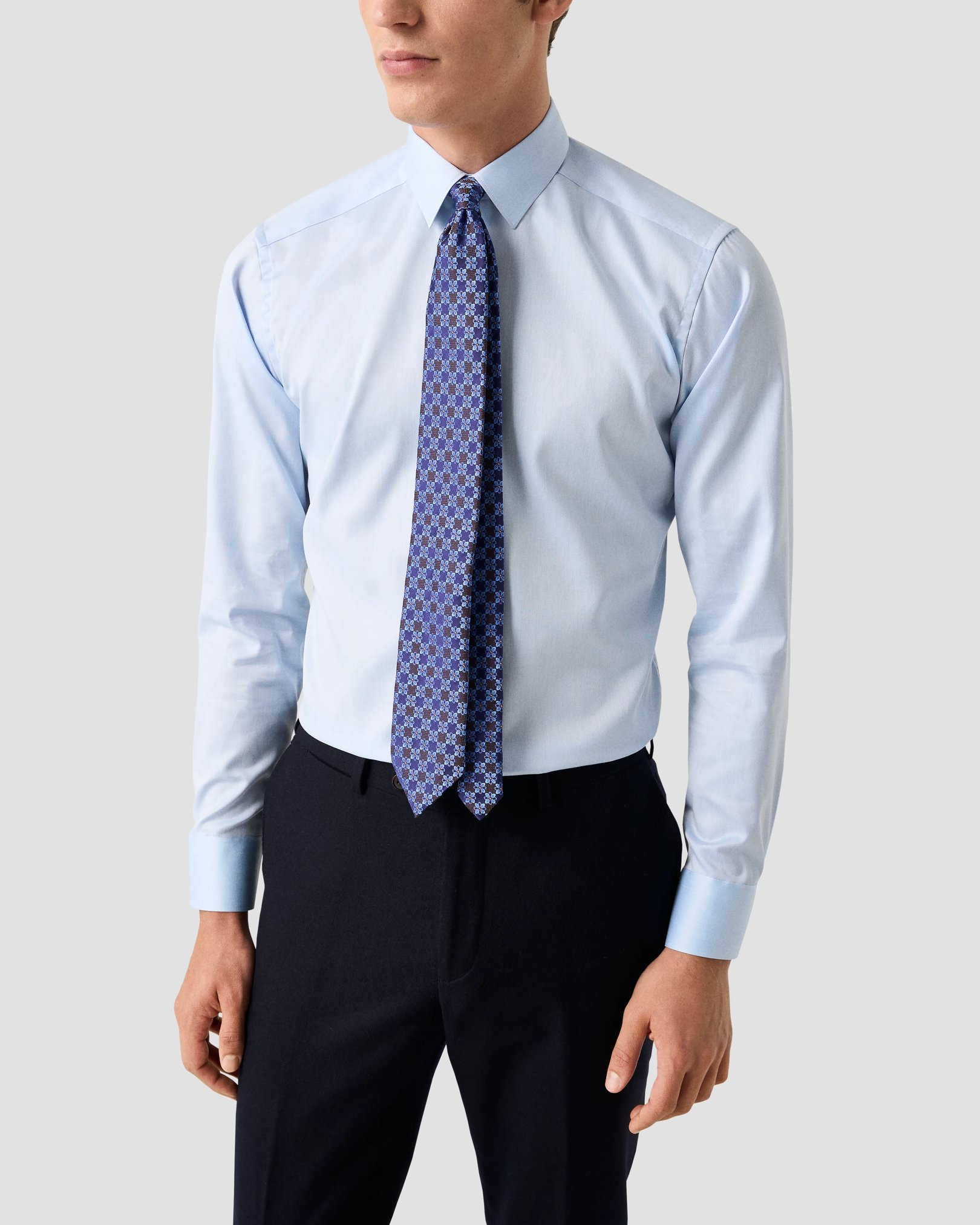 Eton - light blue signature twill shirt pointed