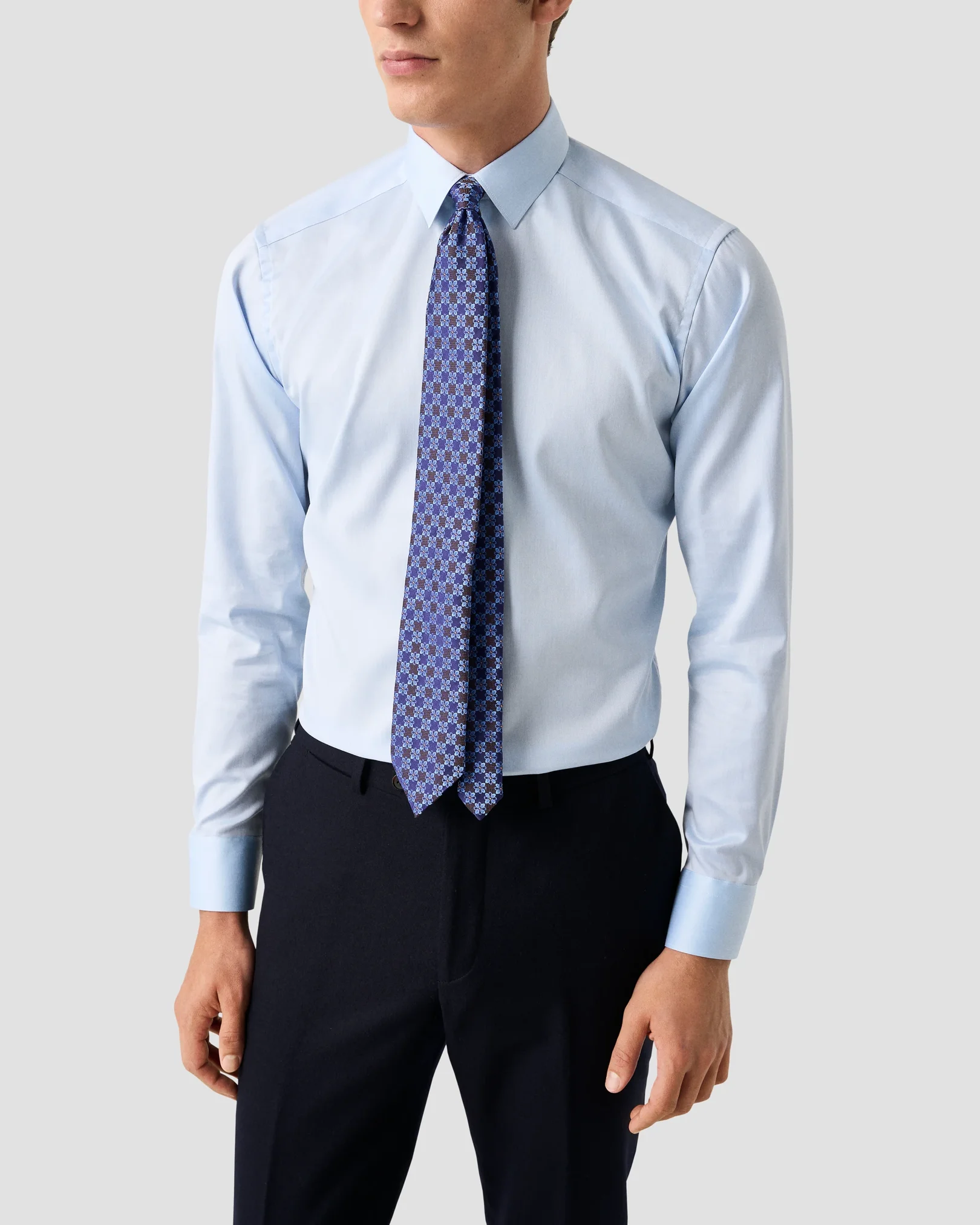 Eton - light blue signature twill shirt pointed
