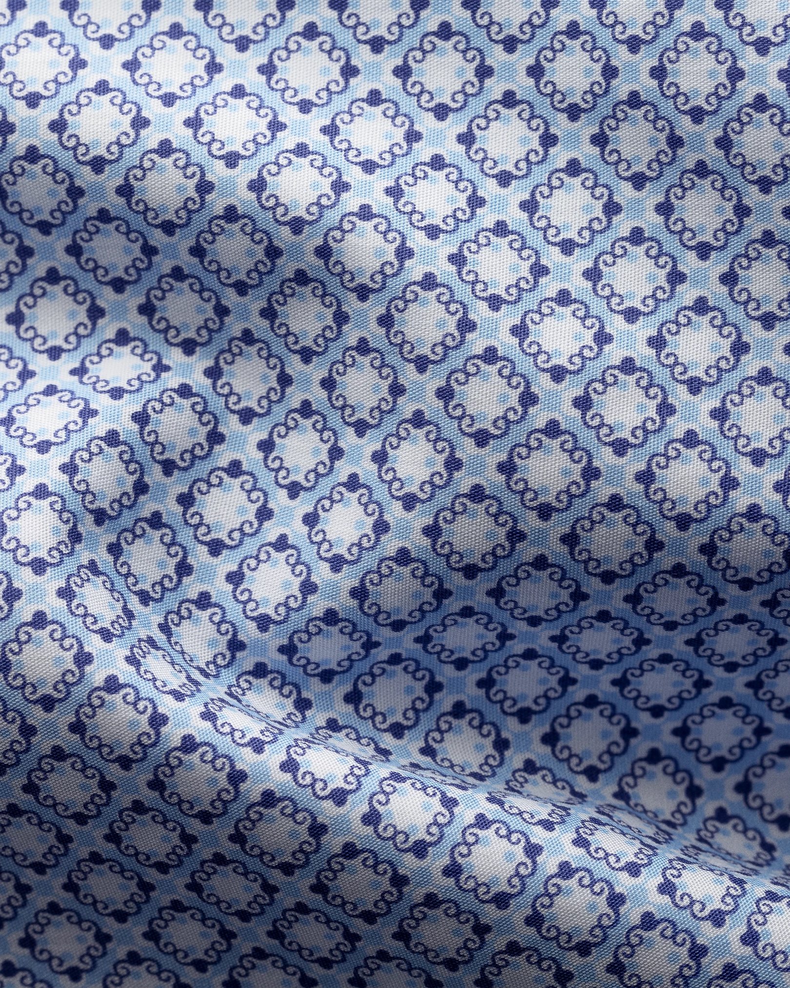 Eton - blue block print poplin shirt