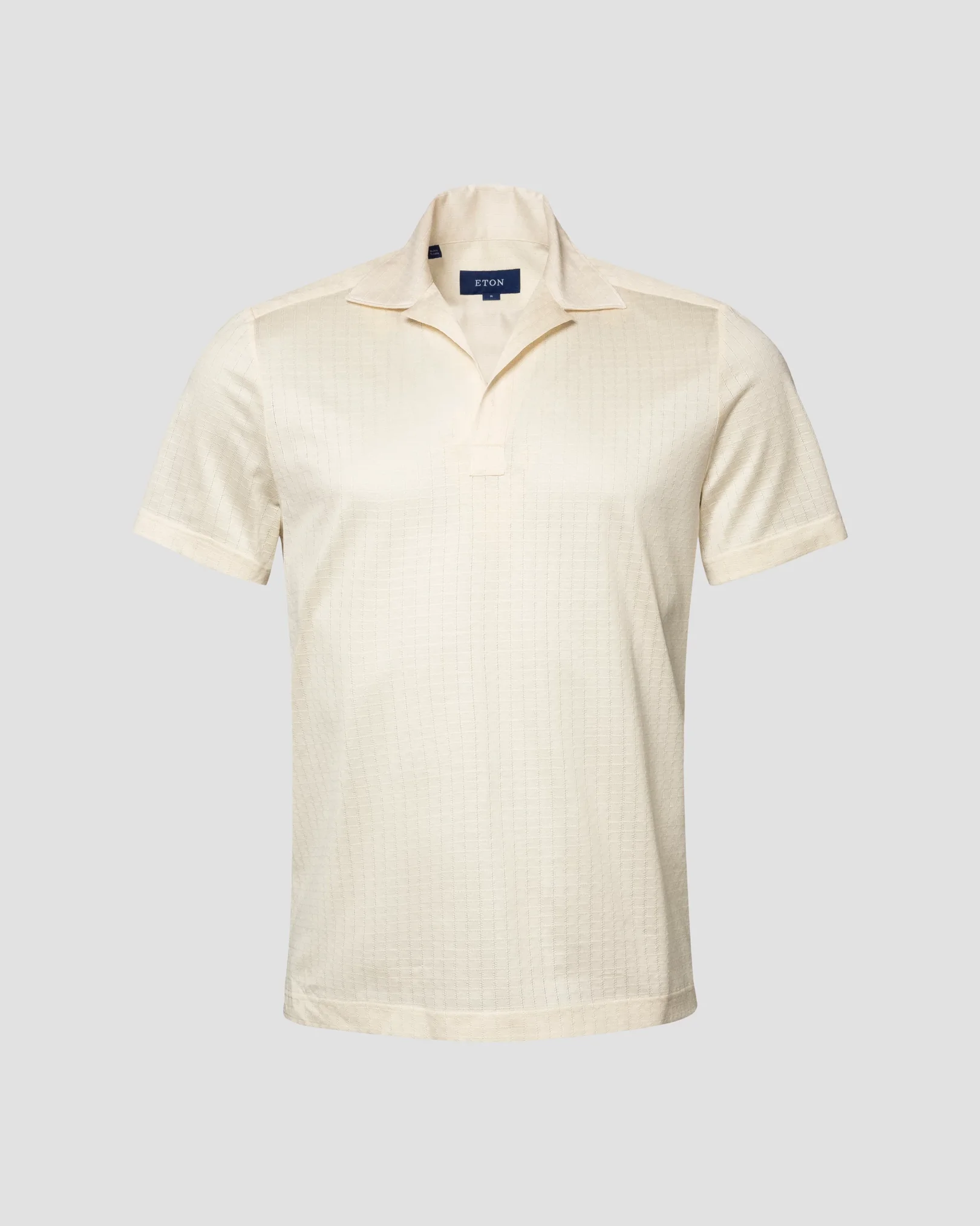 Eton - Off White Geometric Jacquard Filo di Scozia Polo Shirt - Short Sleeve