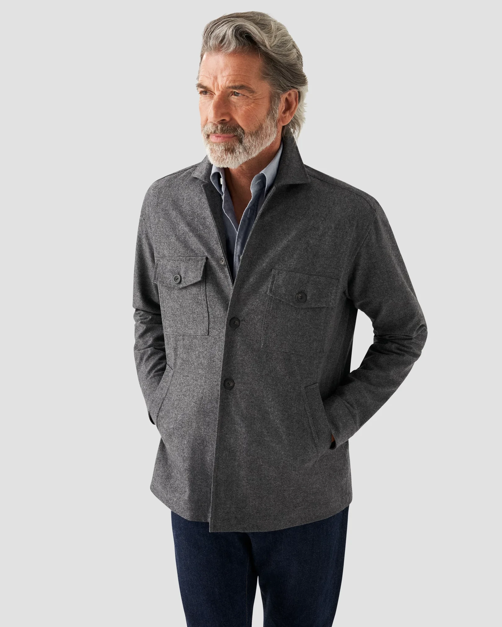 Eton - solid dark blue oxford shirt