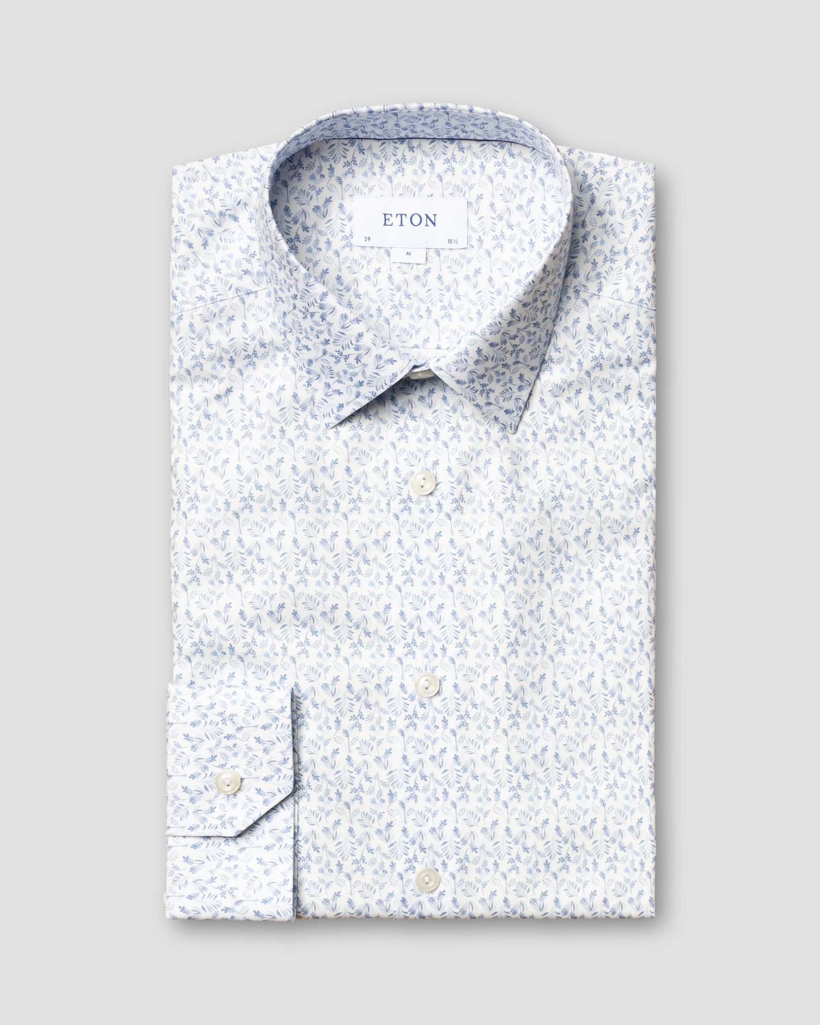 Eton - white flannel floral print shirt pointed