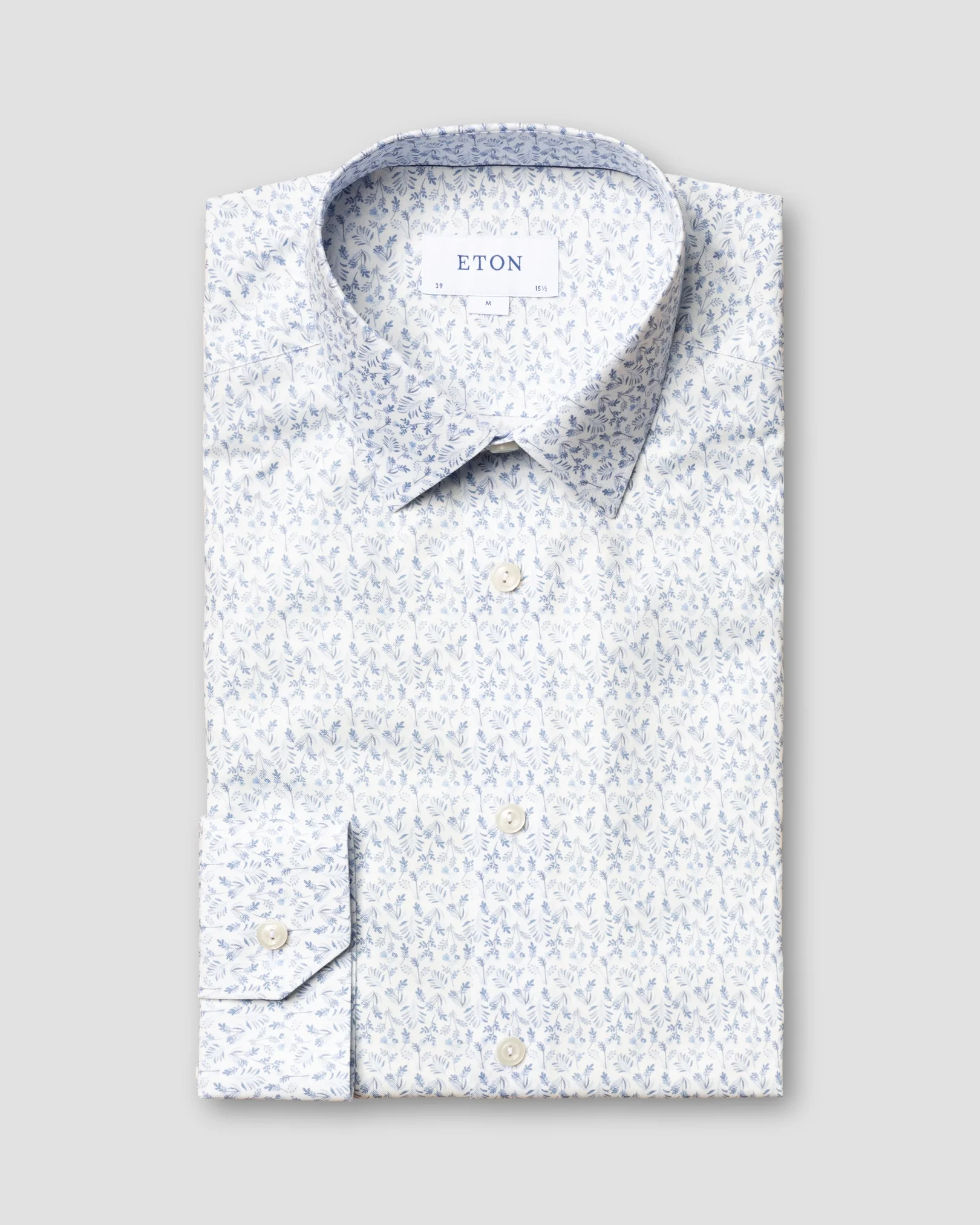 Eton - white flannel floral print shirt pointed