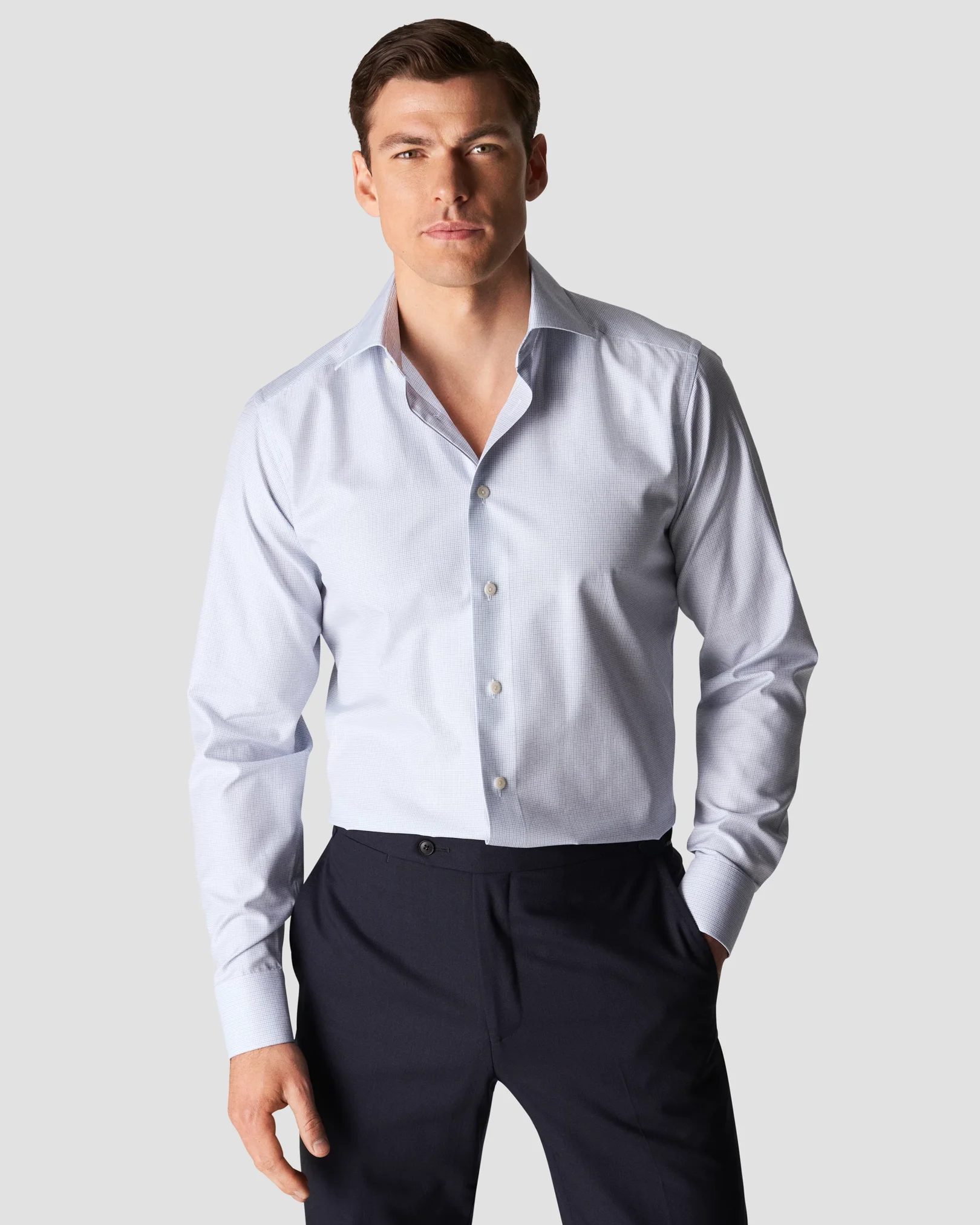 Eton - light blue cotton stretch