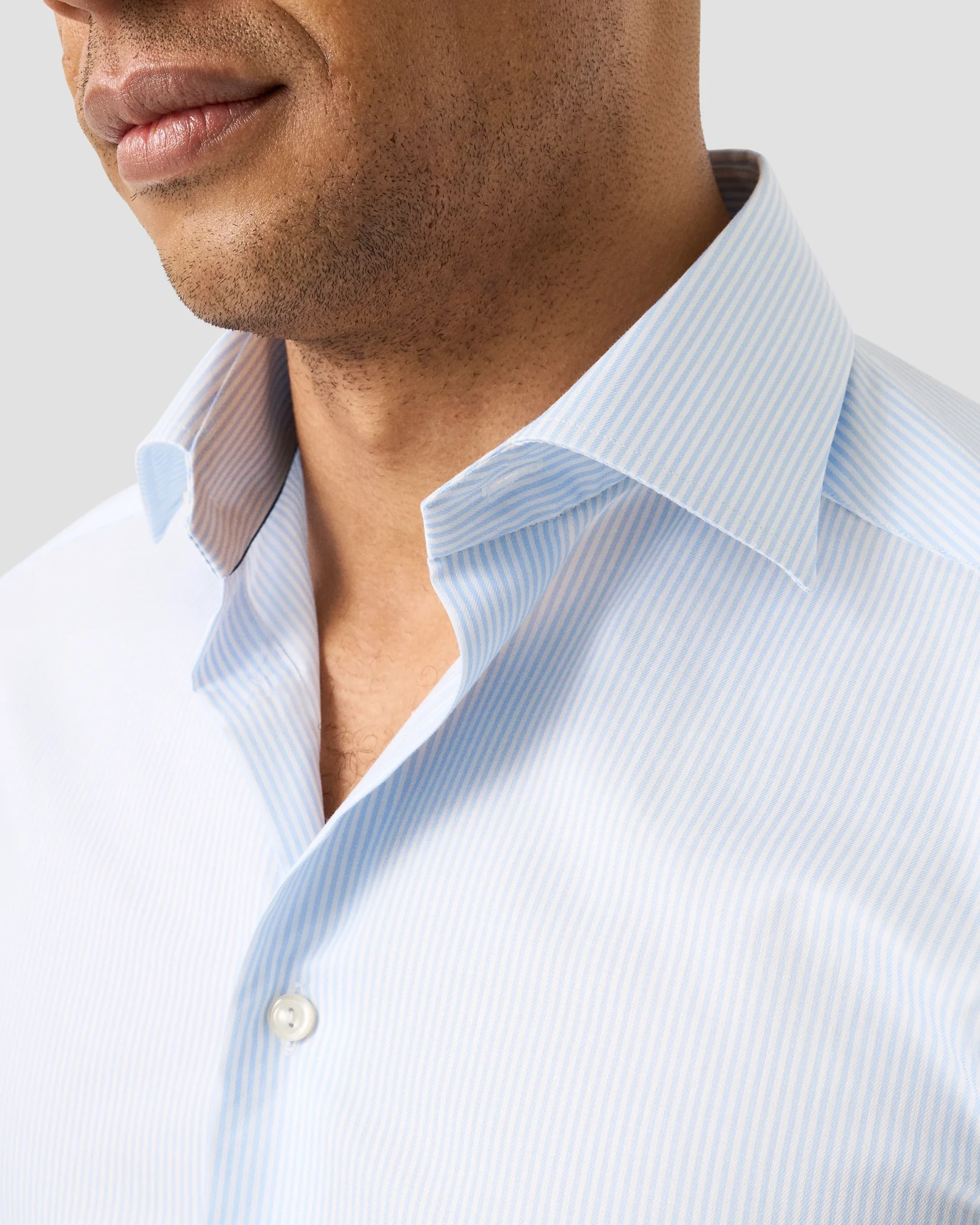 Eton - light blue bengal striped cotton tencel tm lyocell shirt