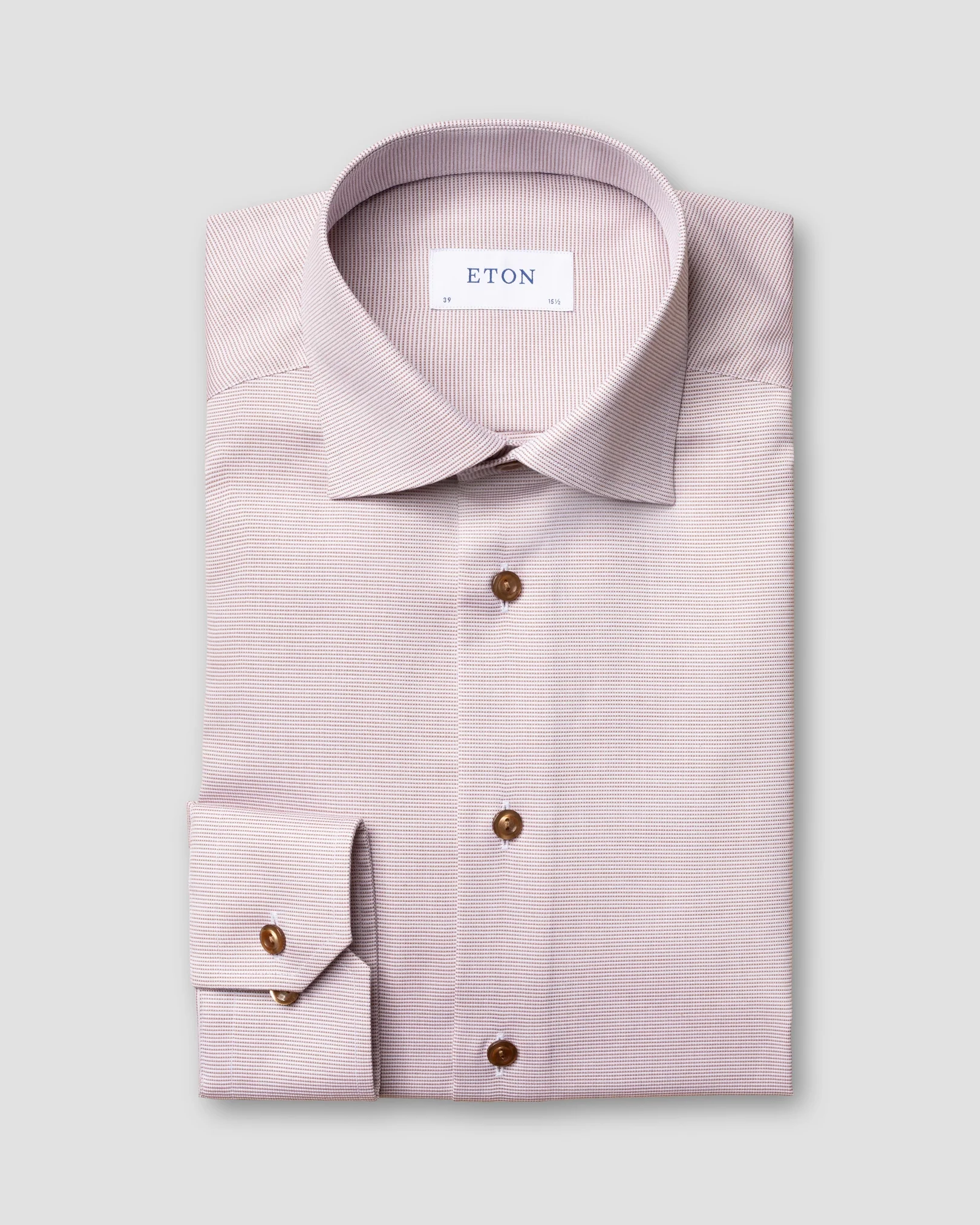 Eton - brown twill shirt pointed superslim single super slim