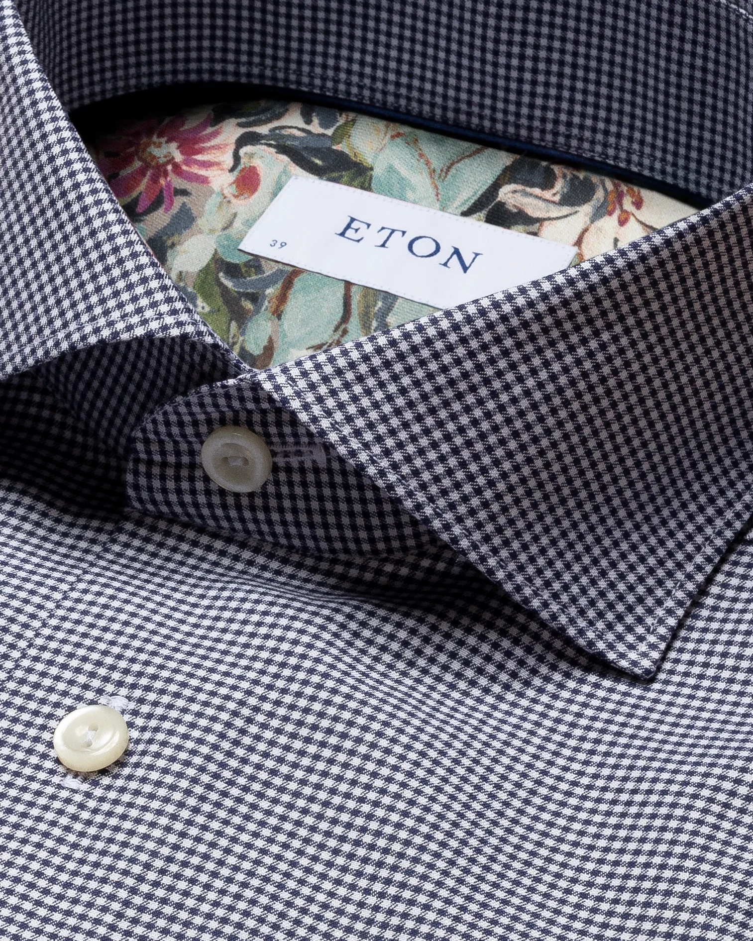 Eton - purple checked cotton lyocell stretch shirt