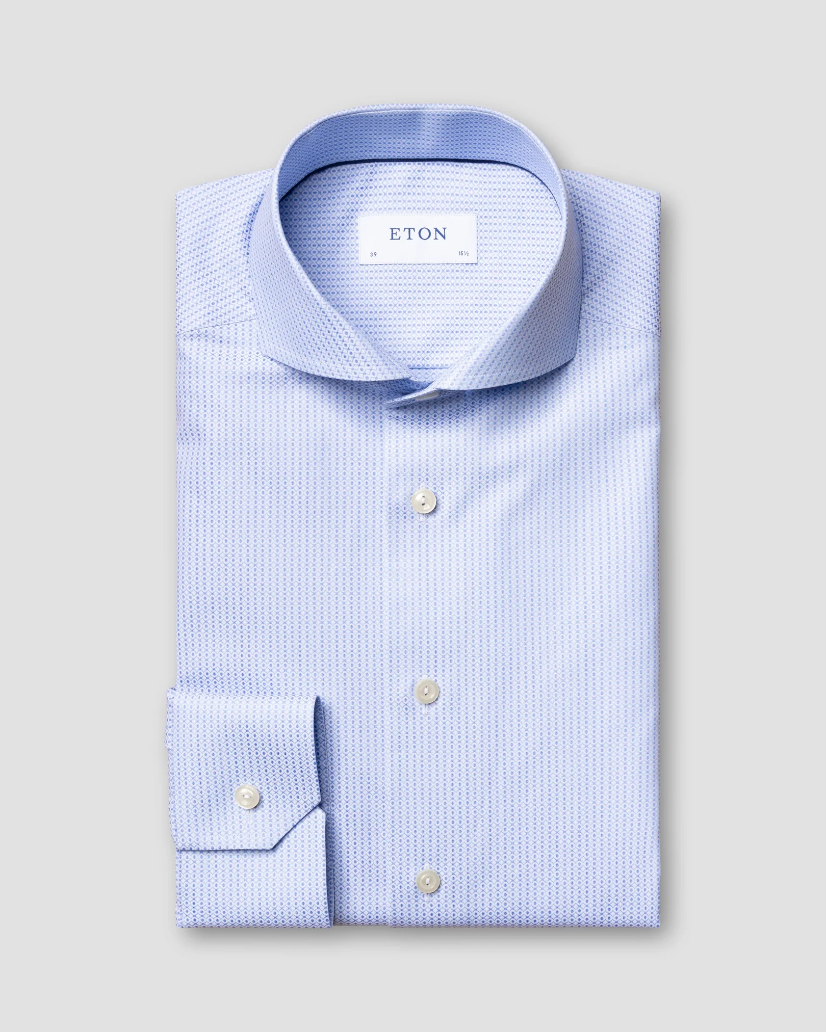 Eton - blue brocade shirt extreme cut away