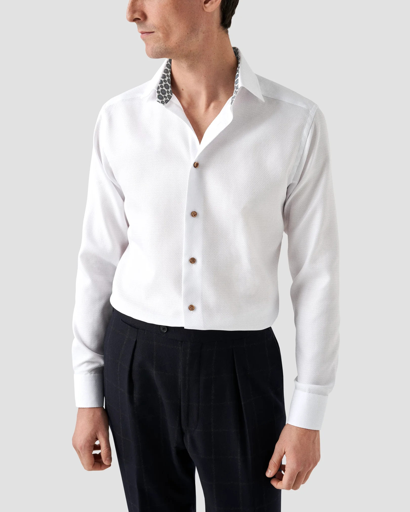 Eton - white dobby with contrast details