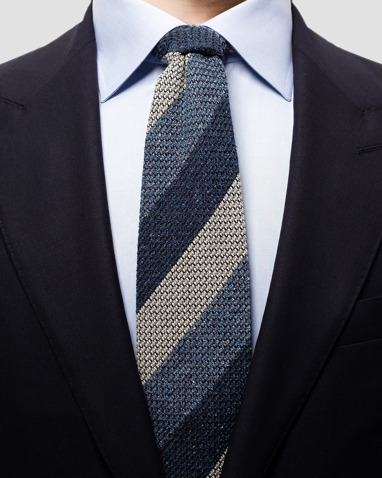 Eton - blue striped grenadine tie