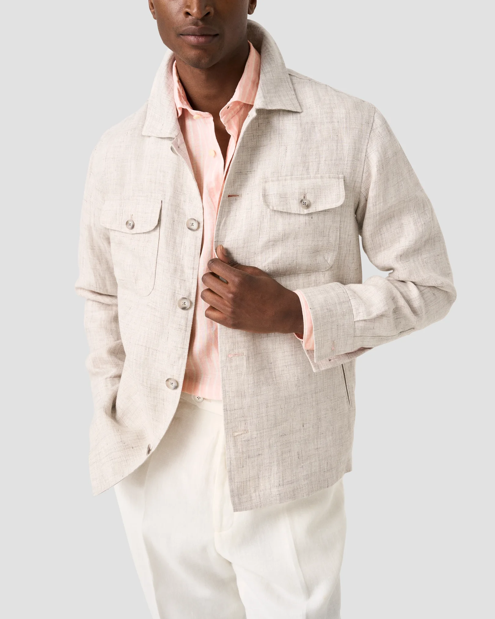 Eton - pink striped linen shirt pink striped linen shirt