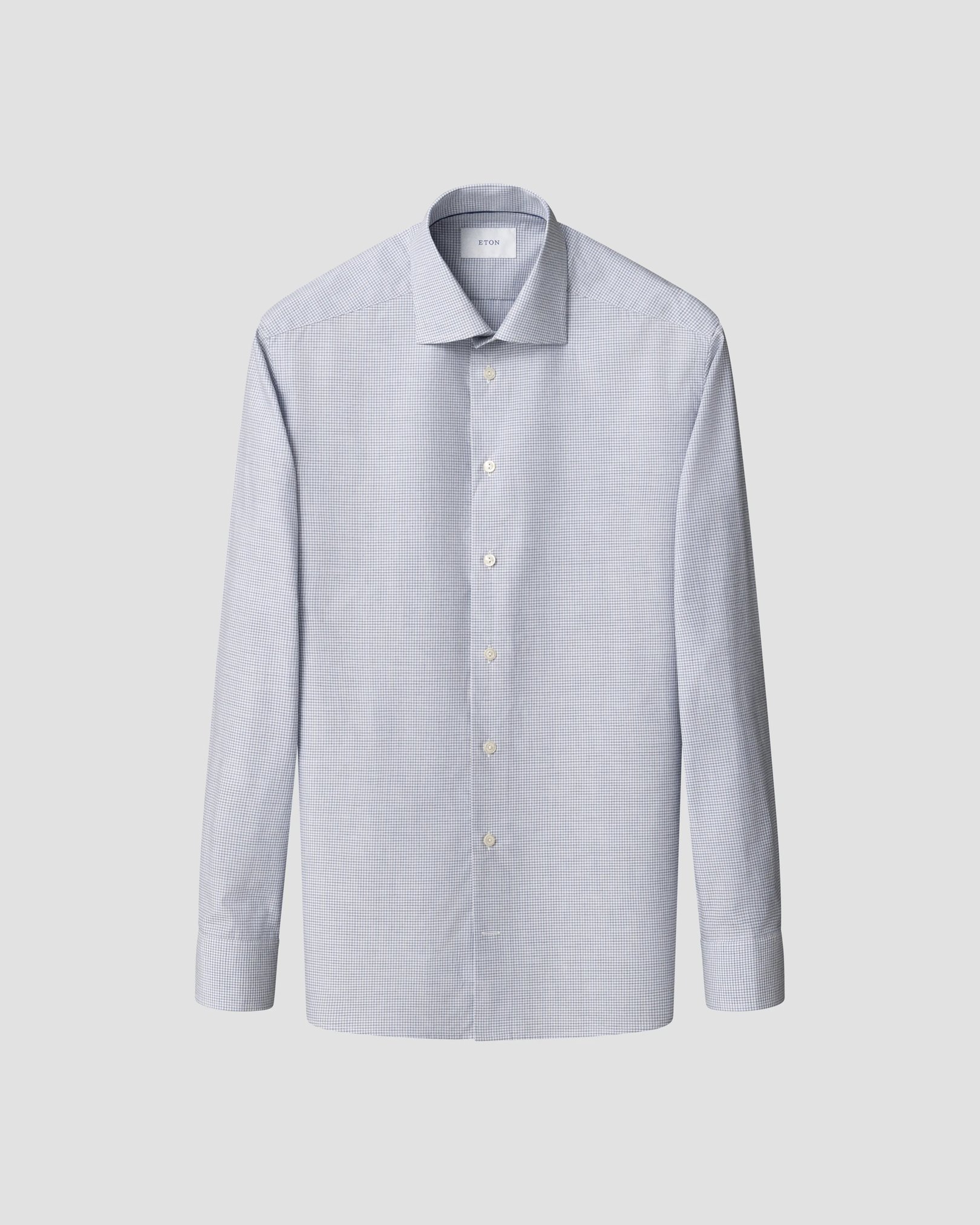 Eton - light purple check fine twill shirt widespread