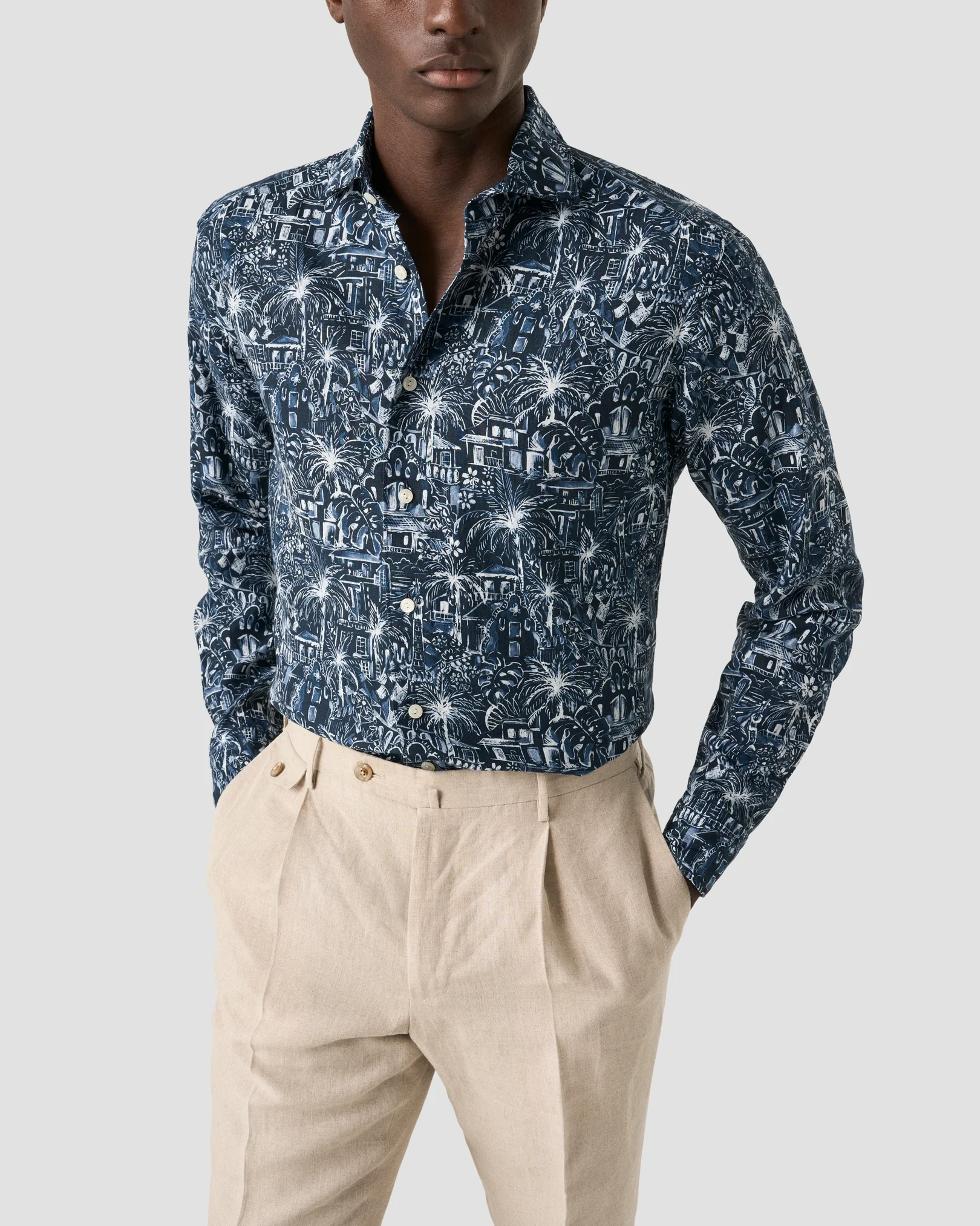 Eton - dark blue gaudi garden print shirt