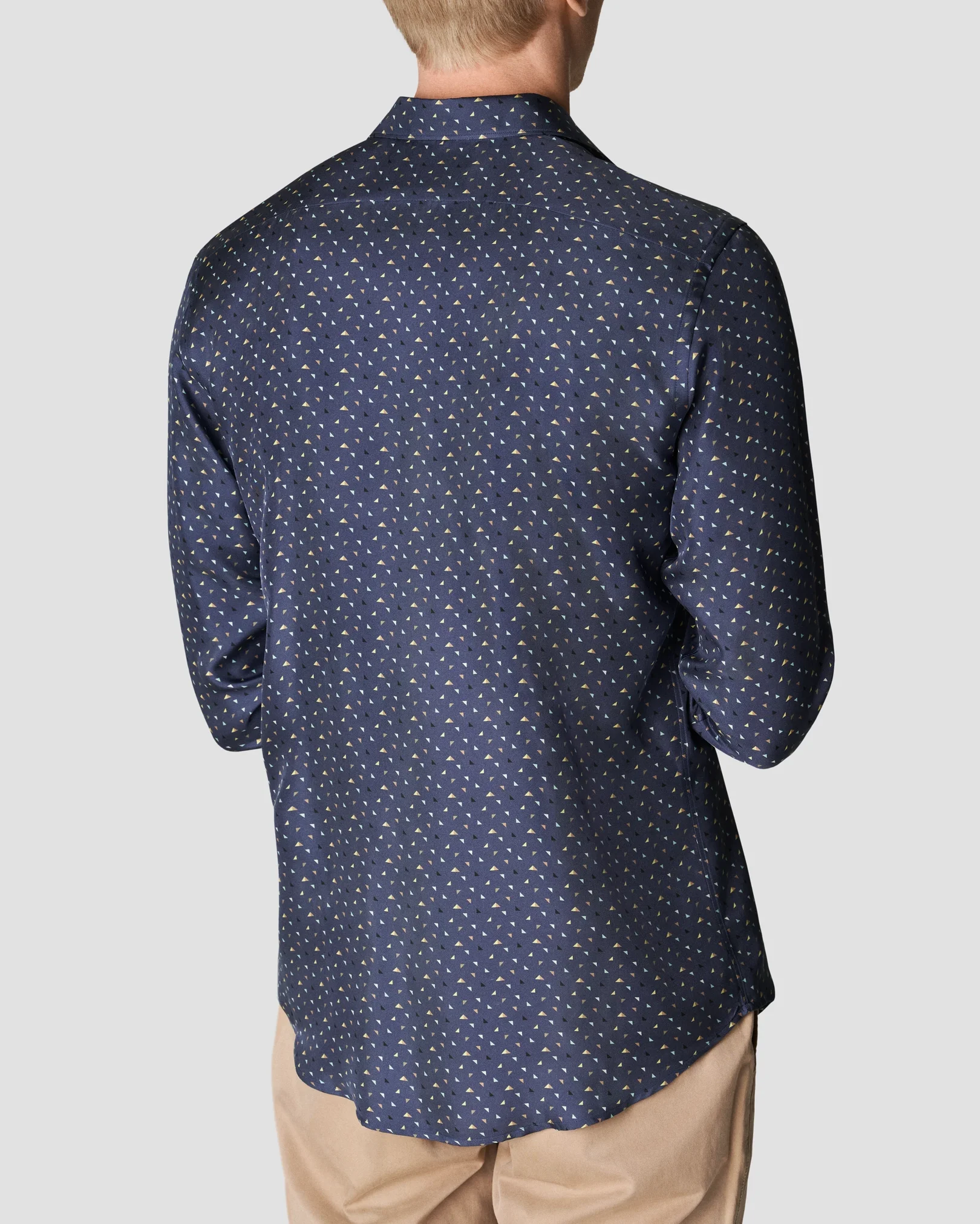 Eton - navy blue silk twill geometric print