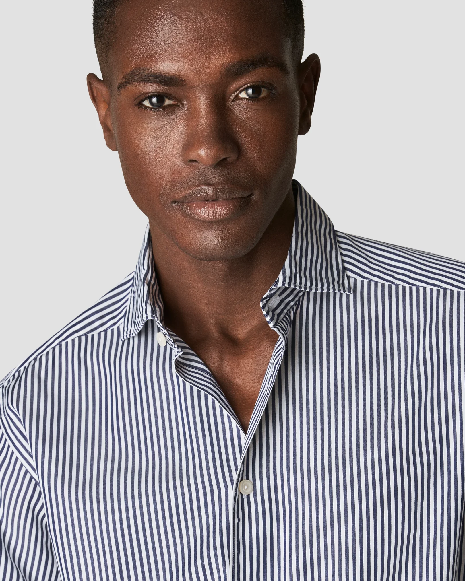 Eton - black twill cotton tencel blend