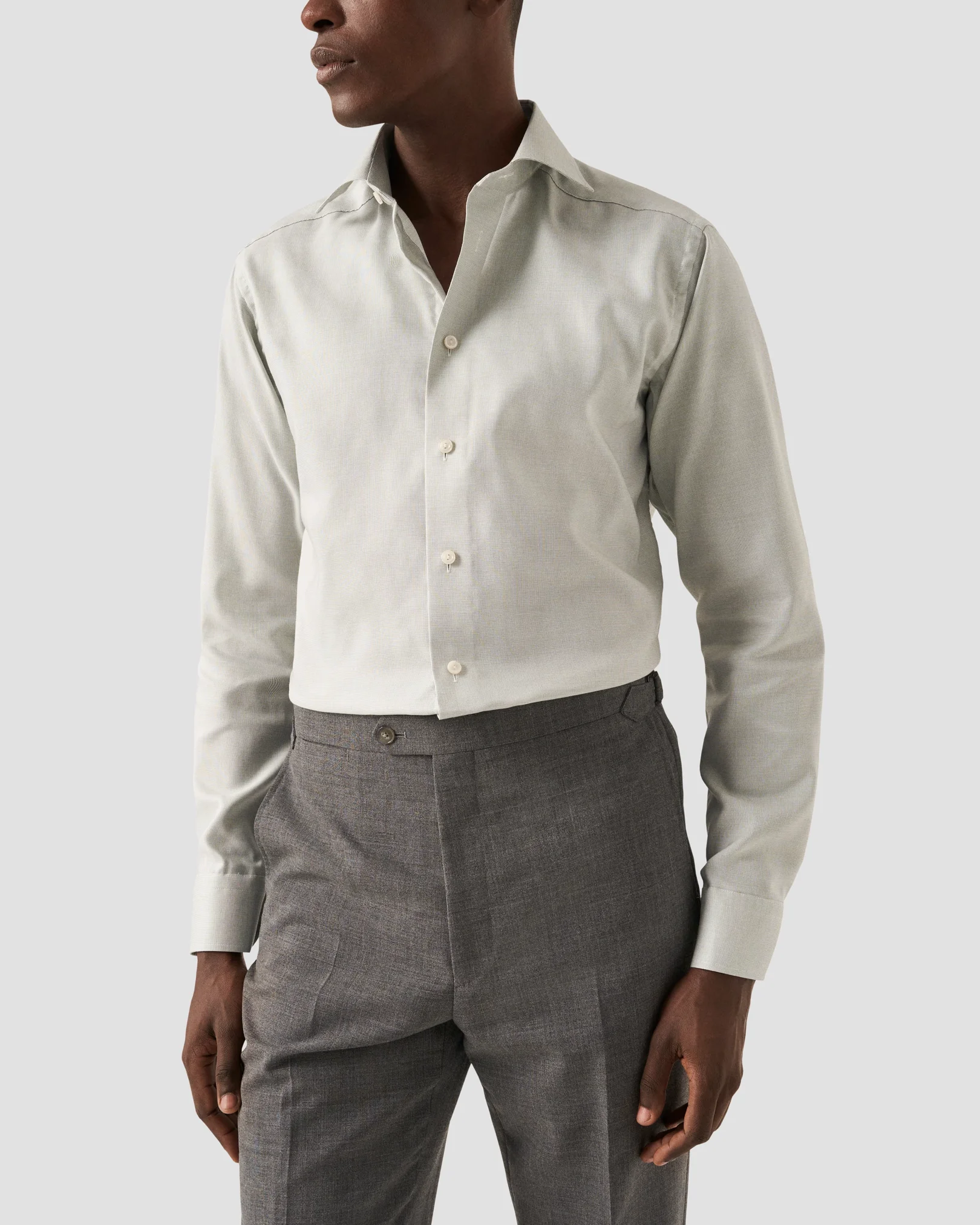 Eton - mid green twill shirt