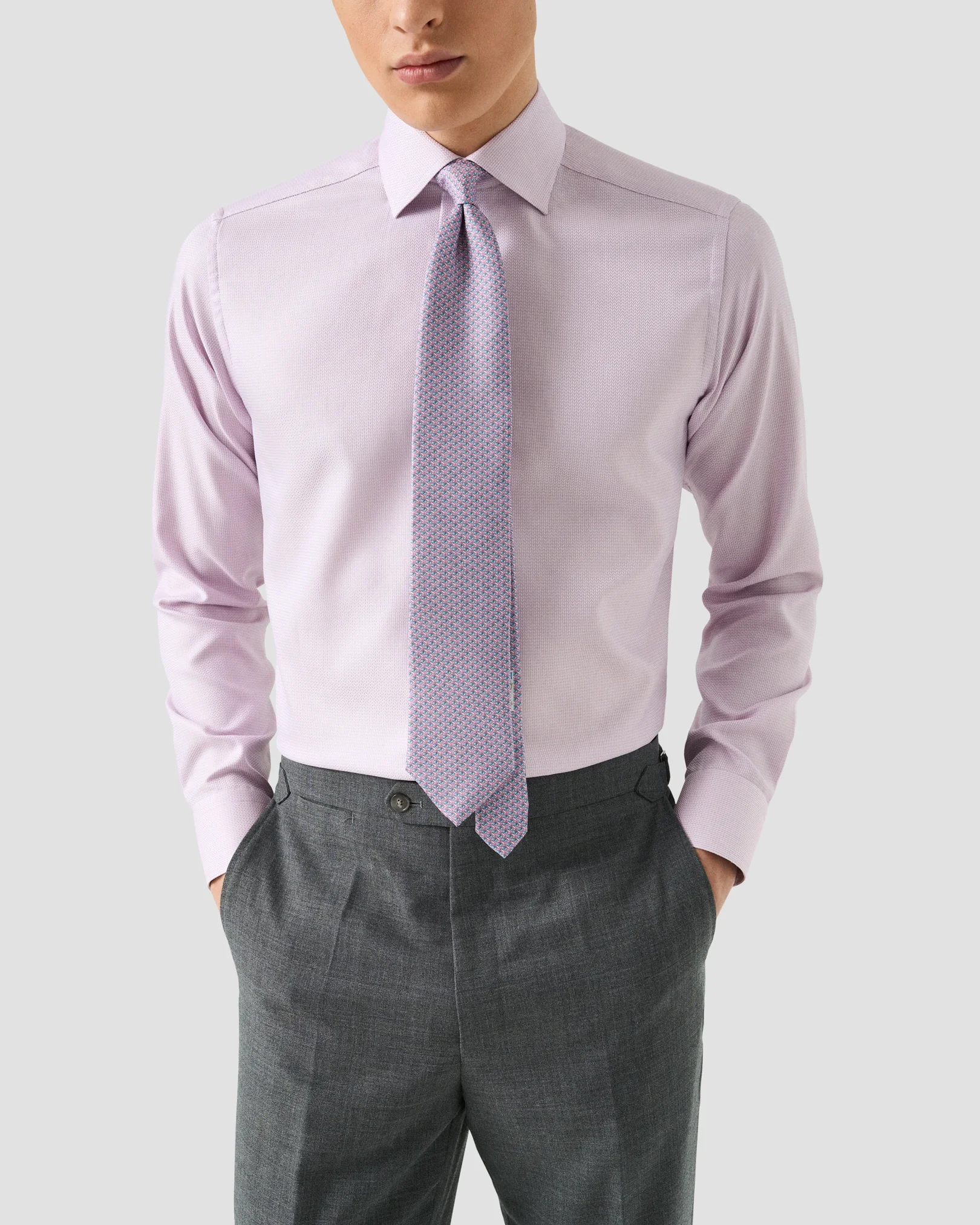 Eton - pink herringbone signature dobby shirt