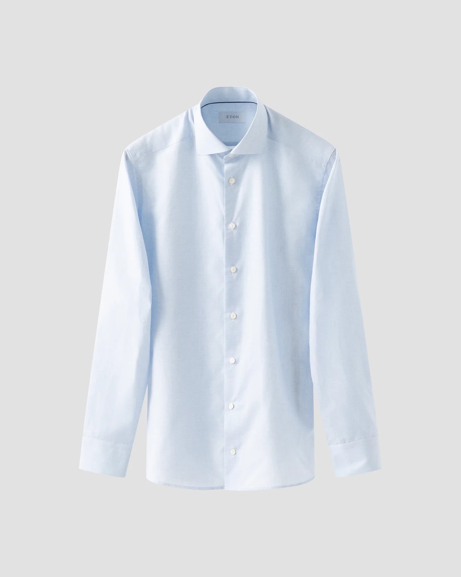 Eton - light blue semi solid cotton linen shirt