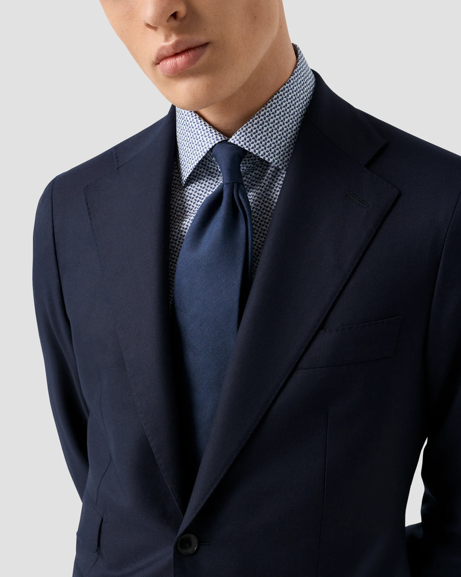 Eton - light blue micro geometric signature twill shirt