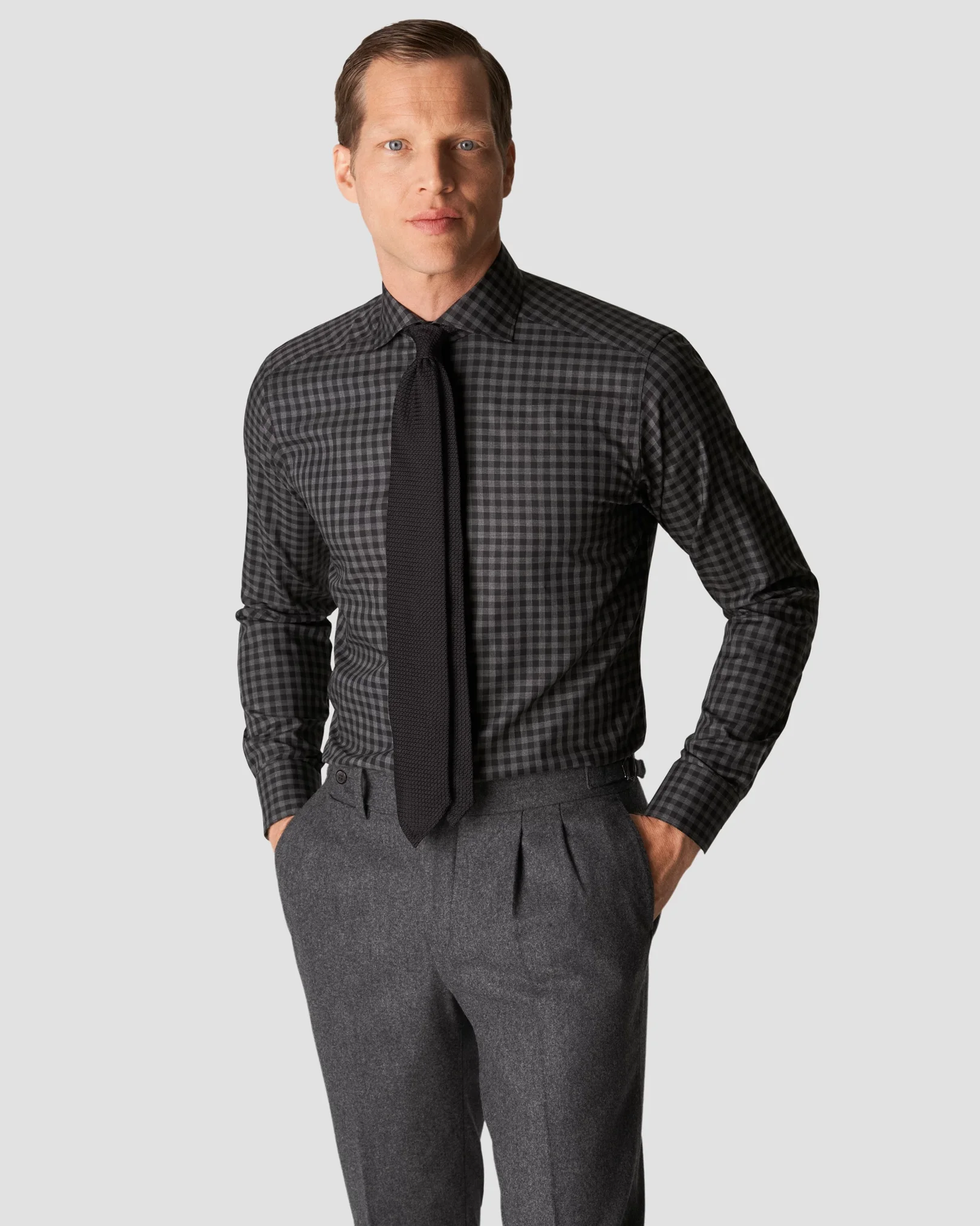 Eton - dark grey lightweight oxford
