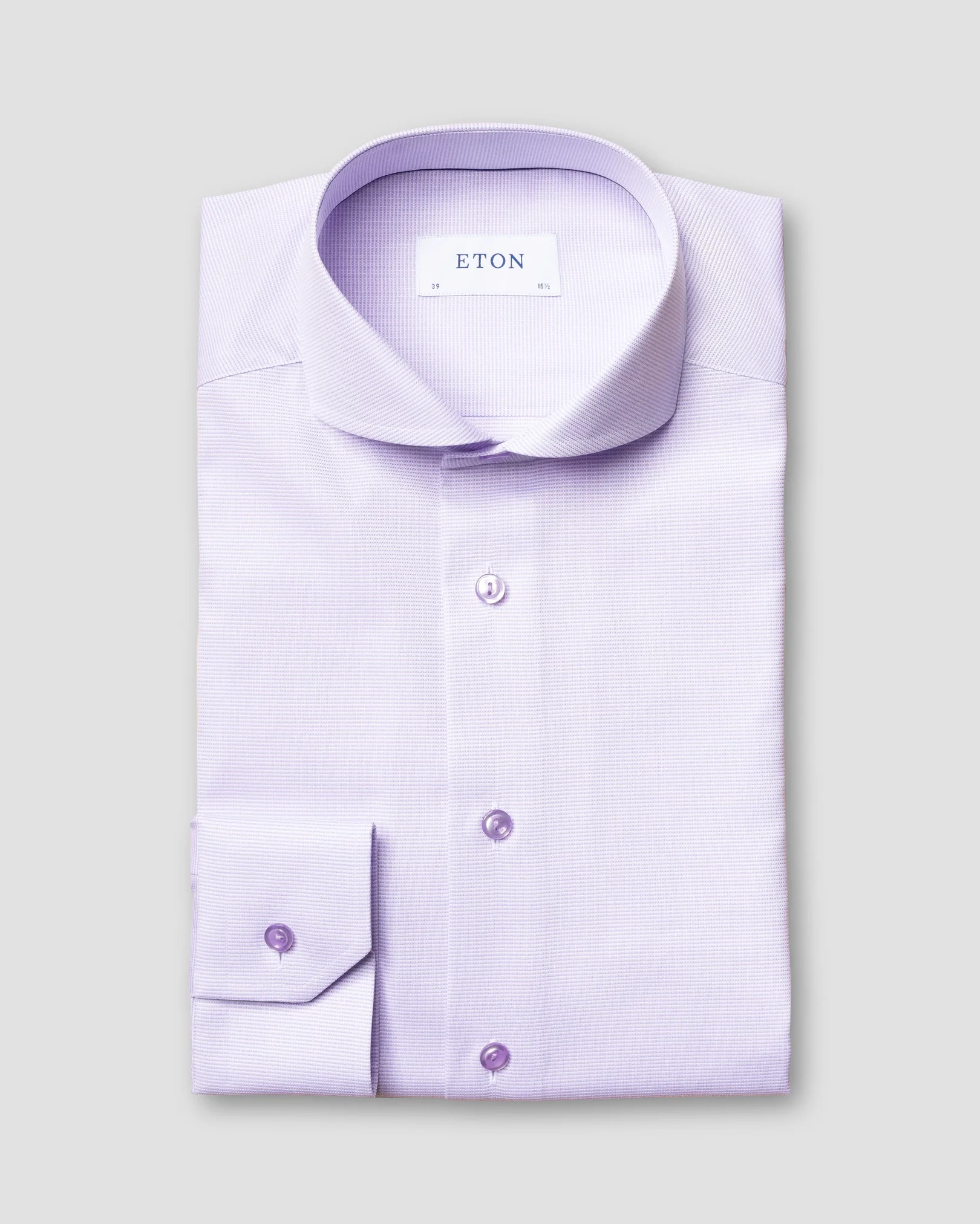 Eton - light purple twill shirt extreme cut away