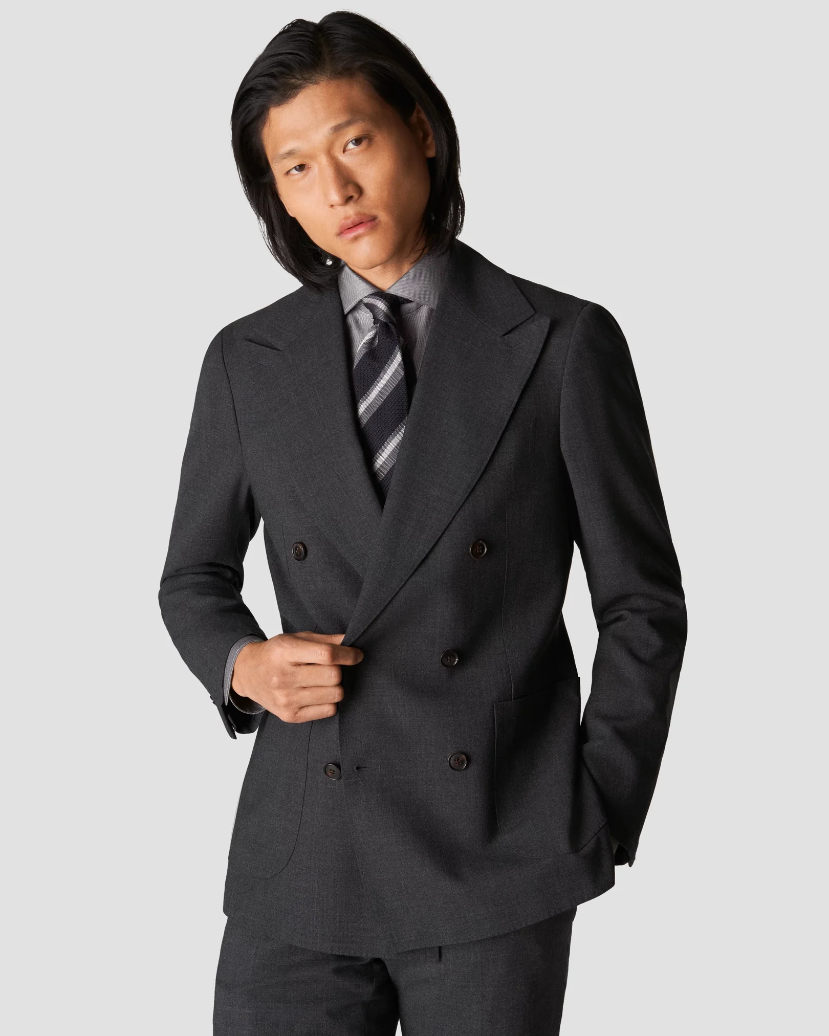 Eton - black cotton lyocell stretch