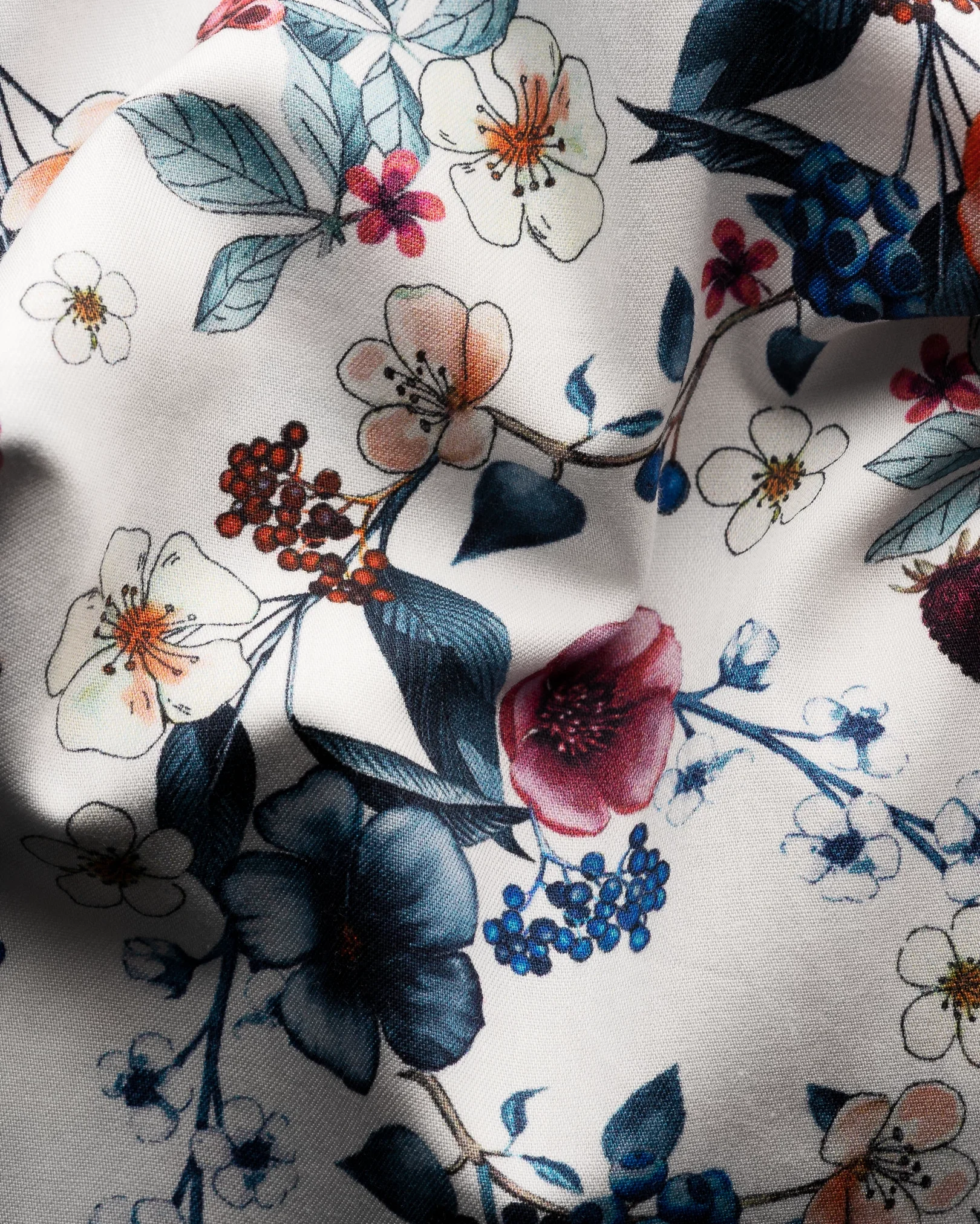 Eton - mid blue floral signature twill