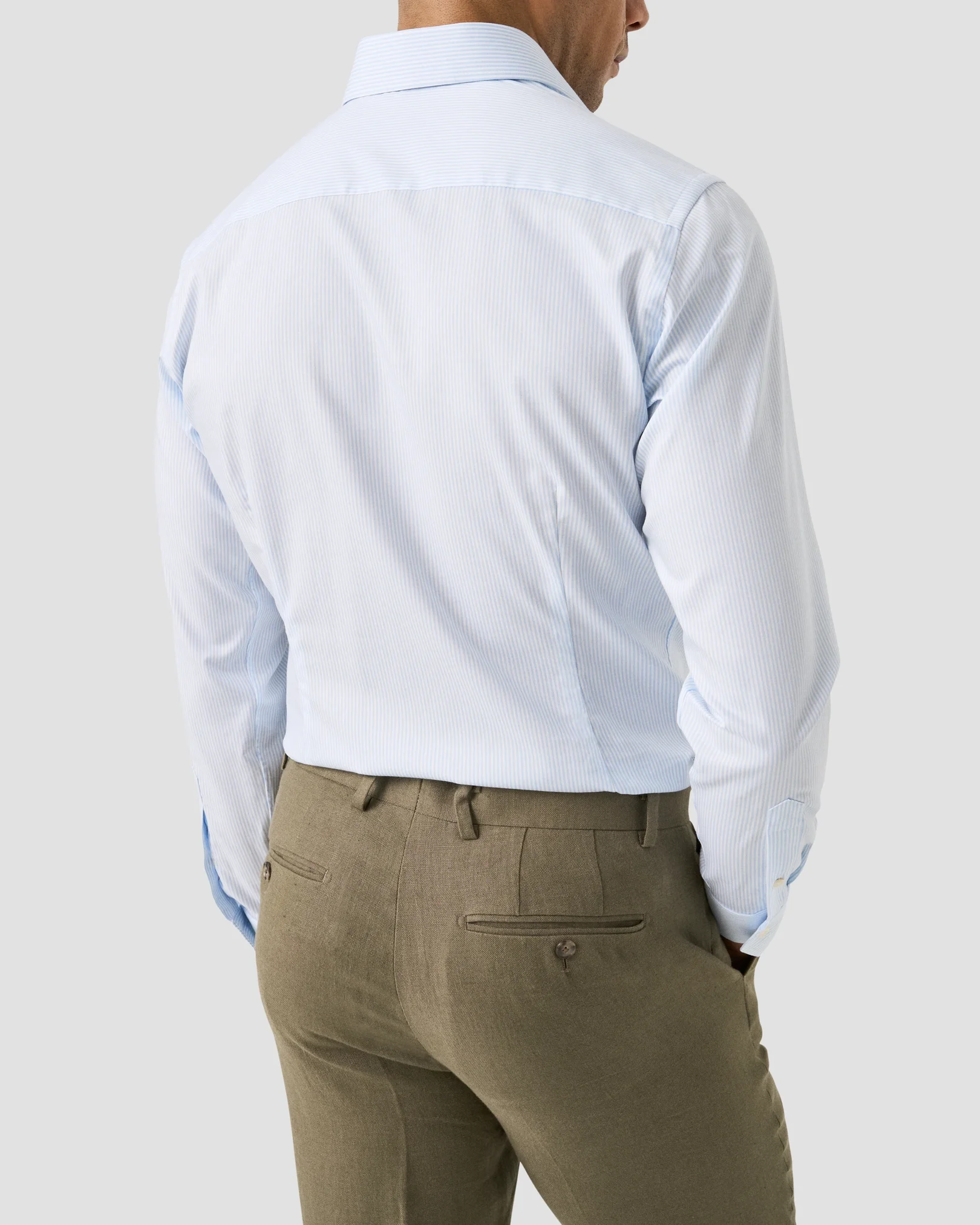 Eton - light blue bengal striped cotton tencel tm lyocell shirt