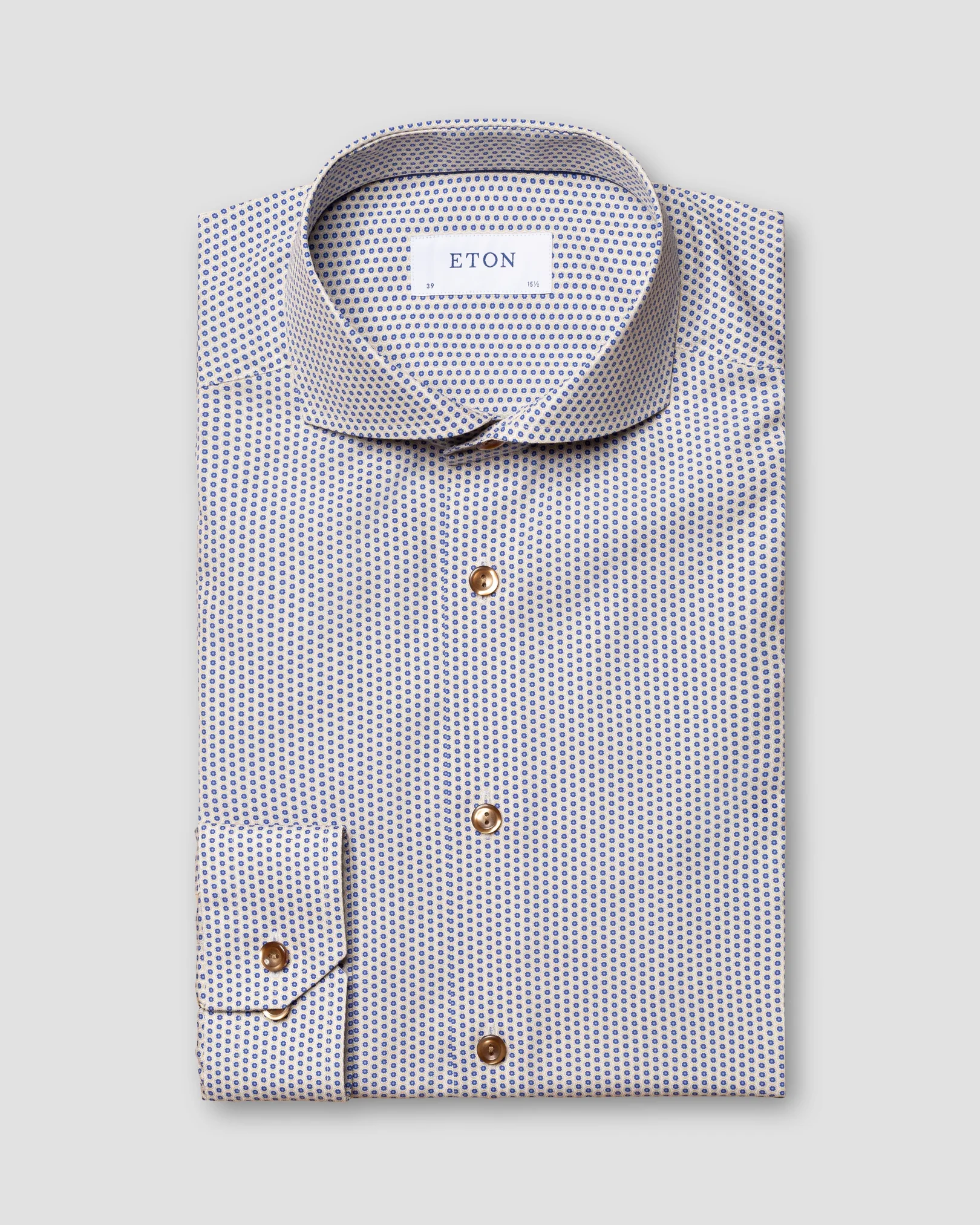 Eton - yellow glass print poplin shirt extreme cut away
